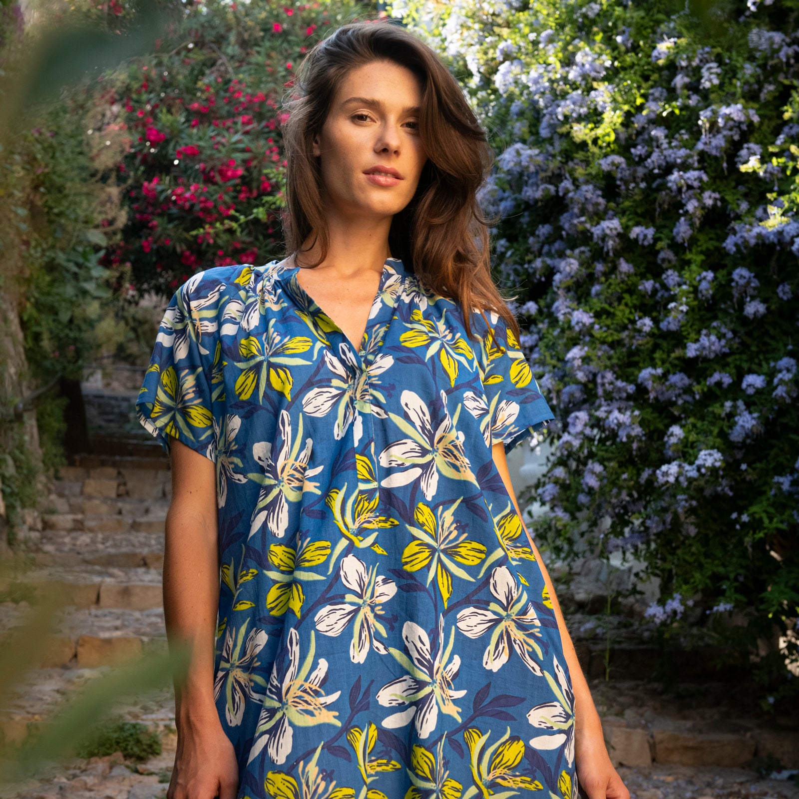 Yaya Dress Myra 100% Coton - Blue BLUE