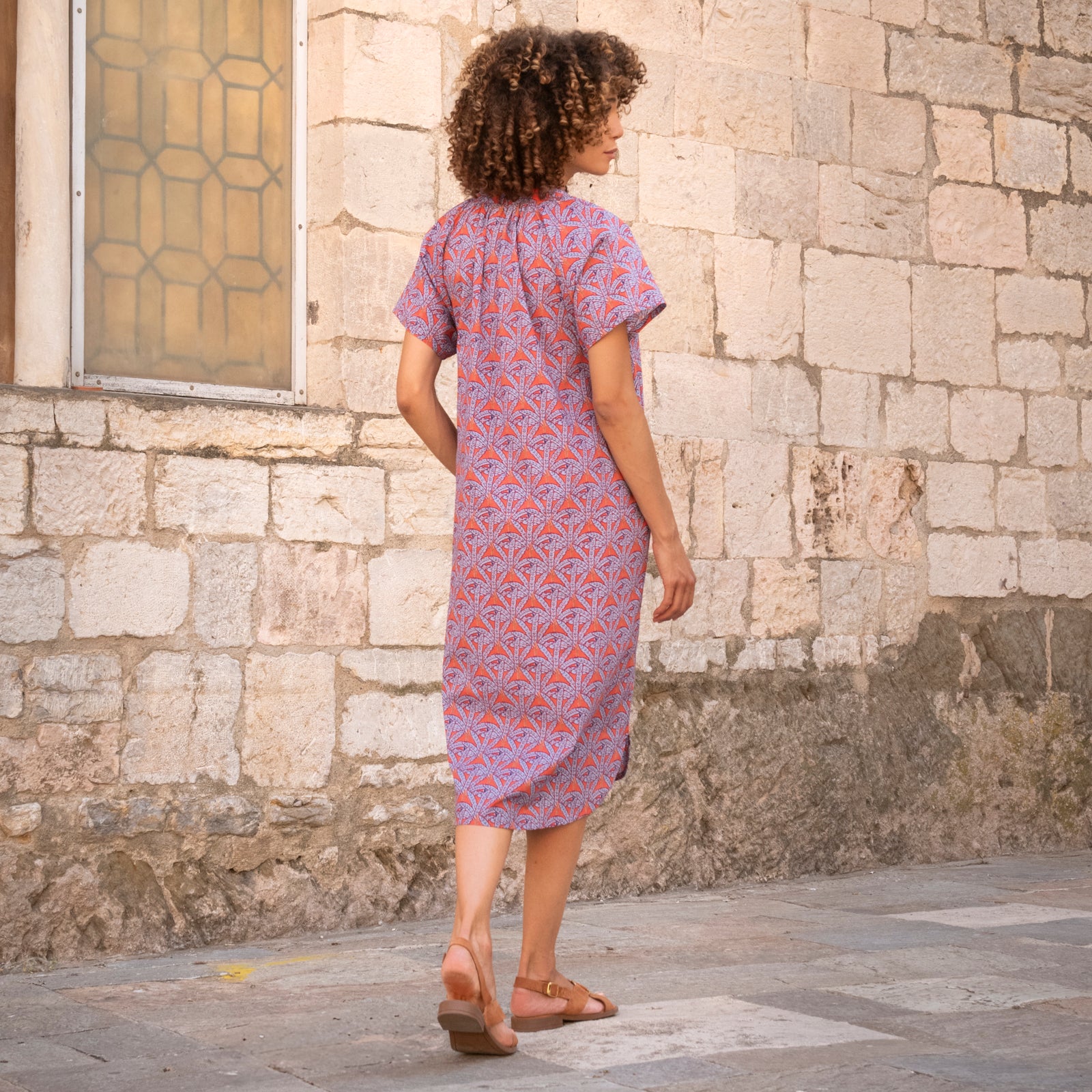 Yaya Dress Palmer 100% Coton - Orange ORANGE