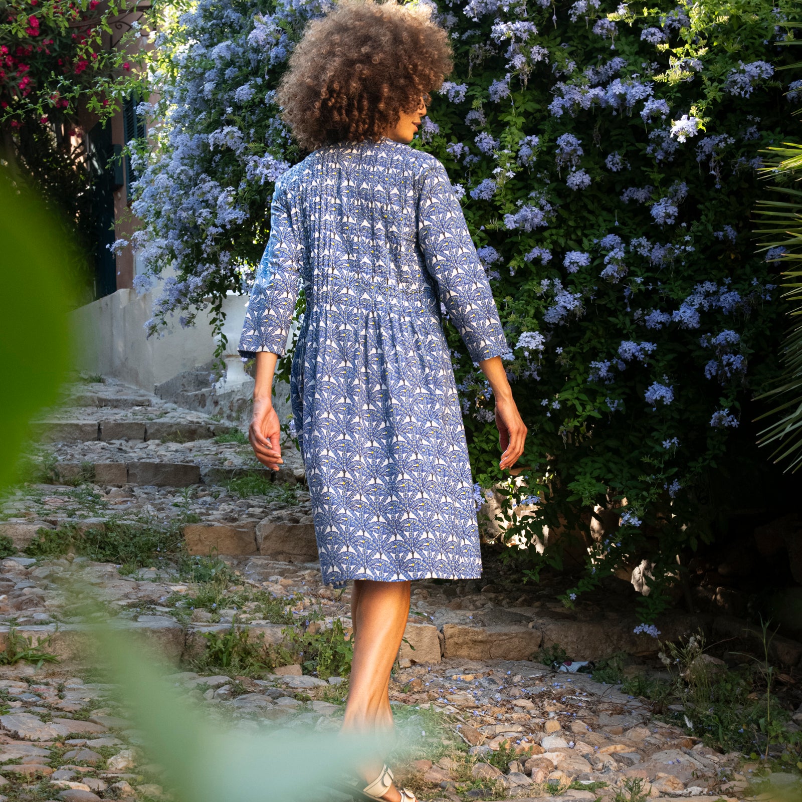 Marie Dress Palmer 100% Coton - Blue BLUE