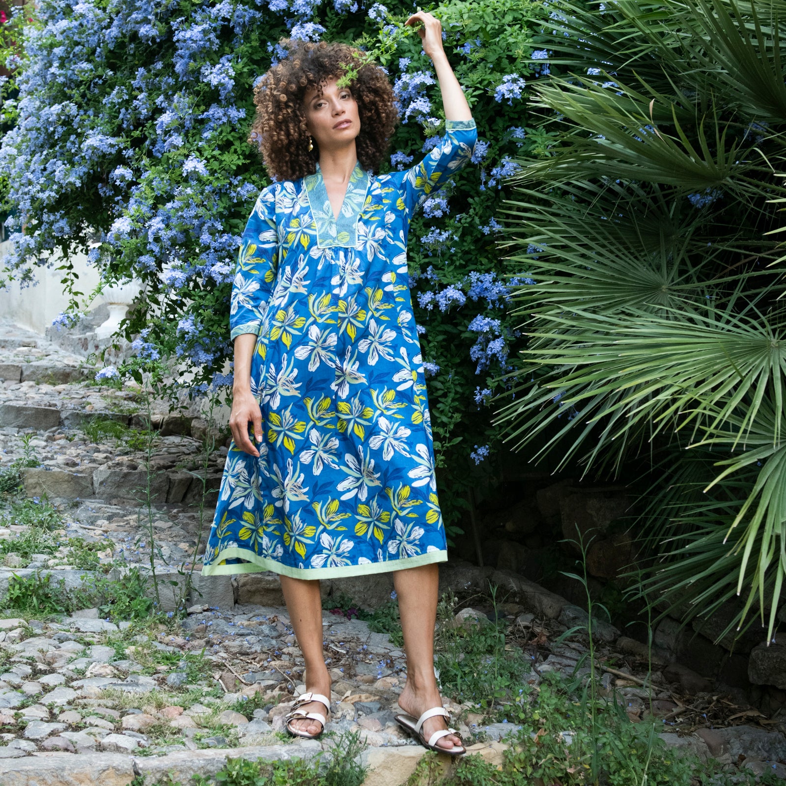 Anaelle Dress Myra 100% Coton - Blue BLUE