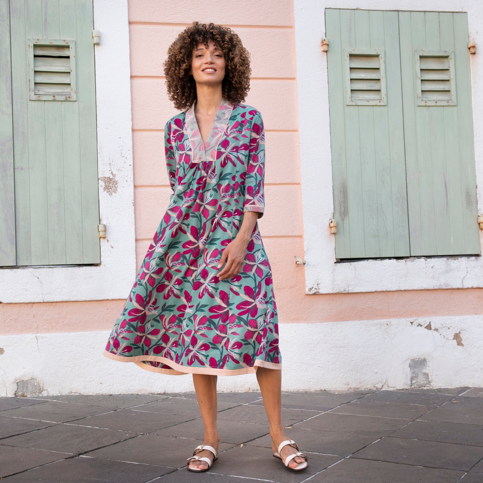 Anaelle Dress Myra 100% Coton - Green GREEN