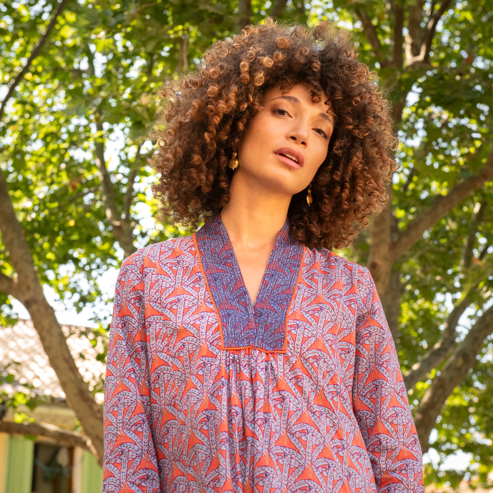 Anaelle Dress Palmer 100% Coton - Orange ORANGE