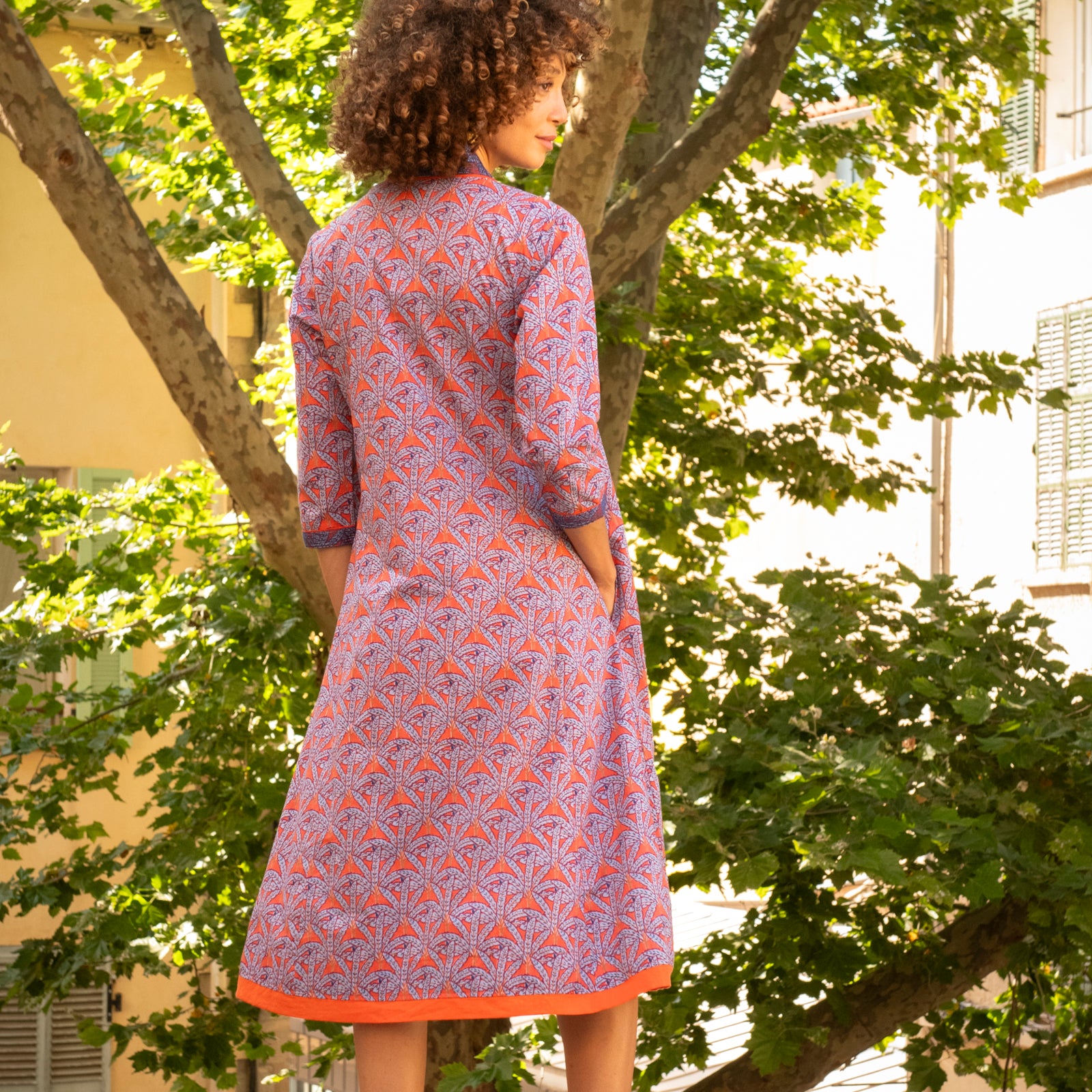 Anaelle Dress Palmer 100% Coton - Orange ORANGE