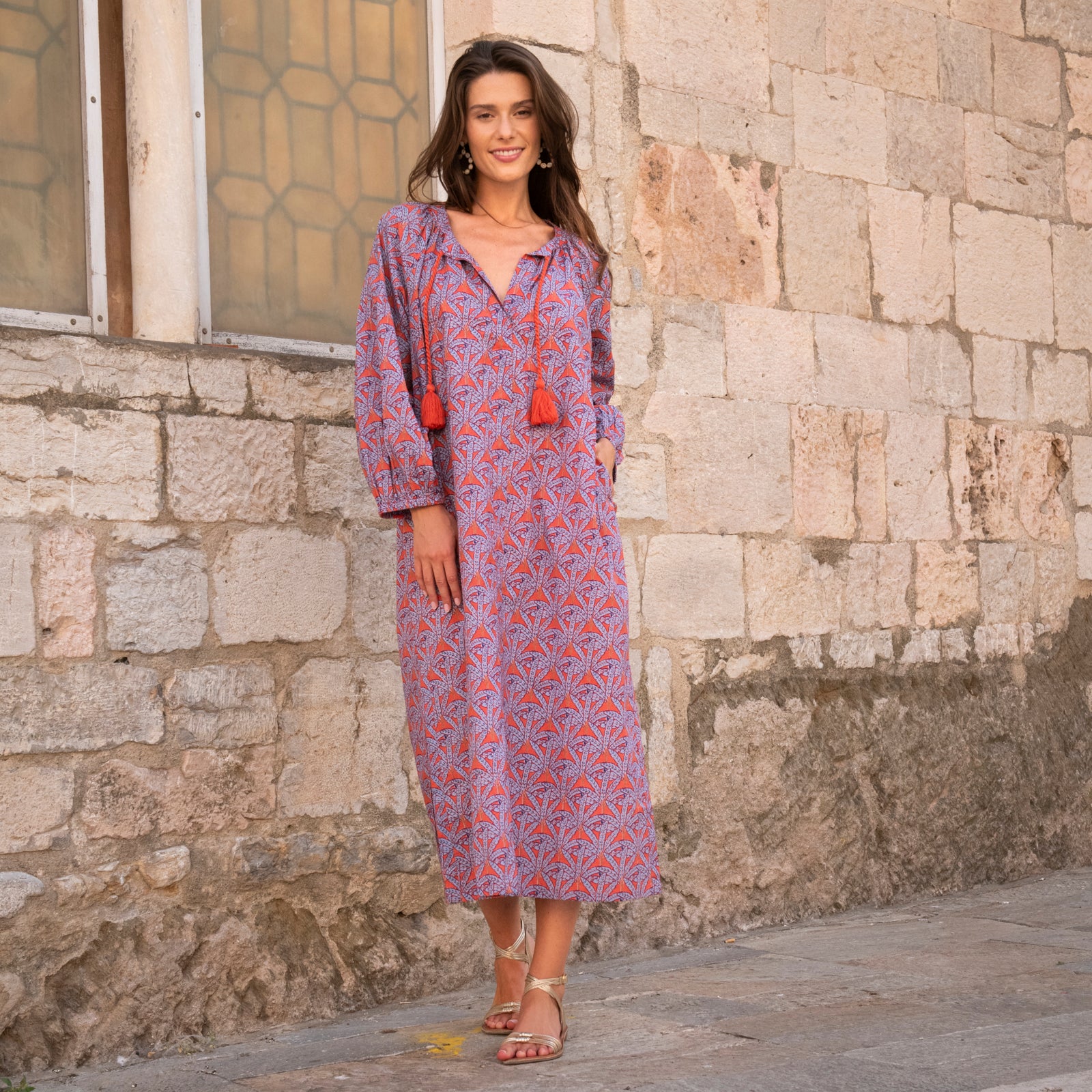 Virginia Dress Palmer 100% Coton - Orange ORANGE