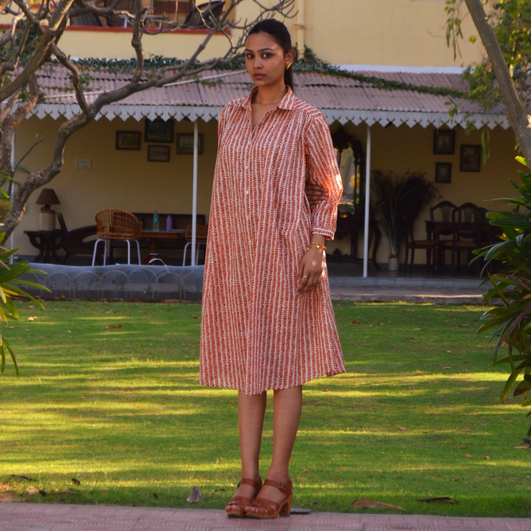 Cerise Dress Bormette 100% Coton - Orange ORANGE