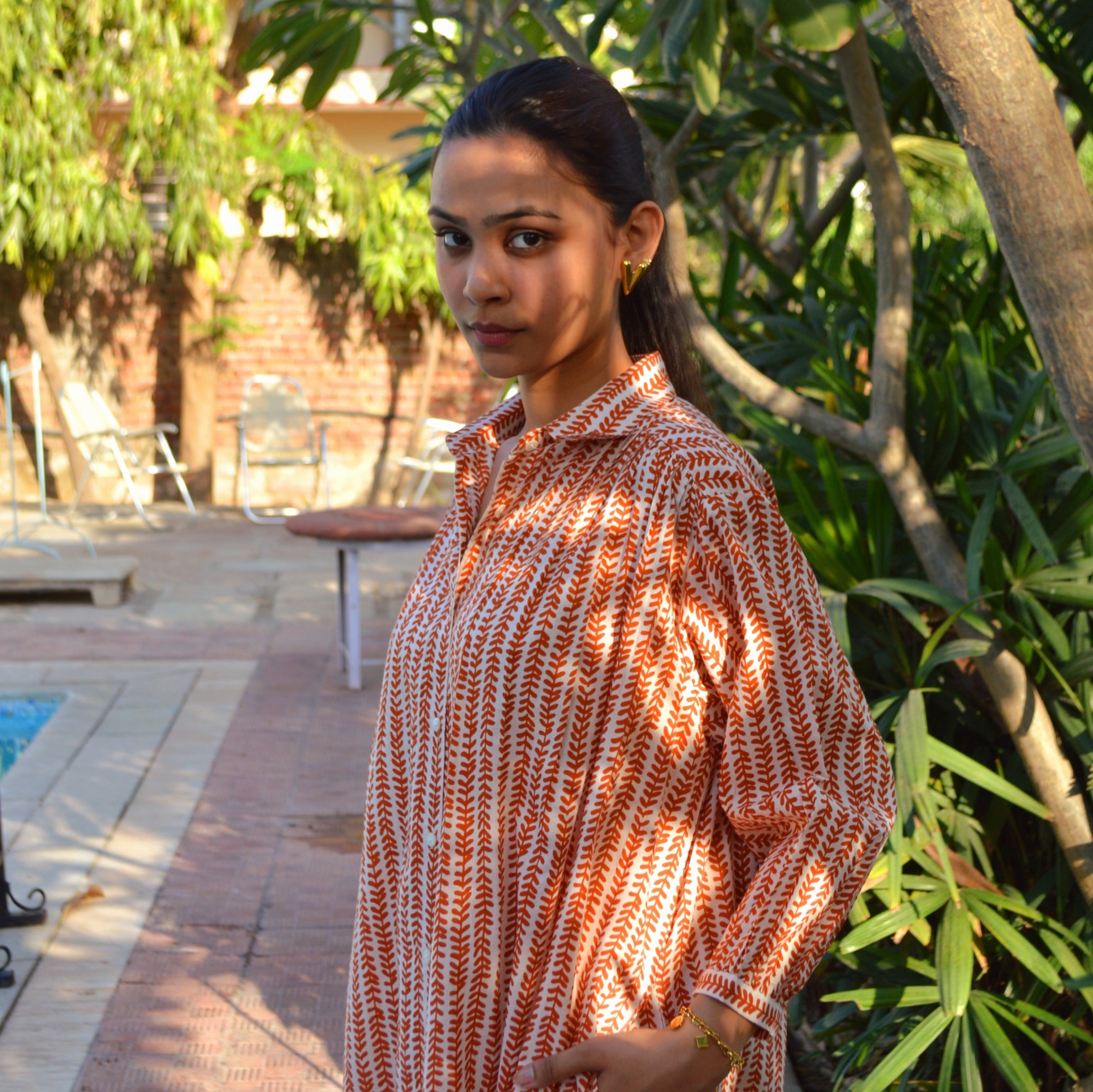 Cerise Dress Bormette 100% Coton - Orange ORANGE