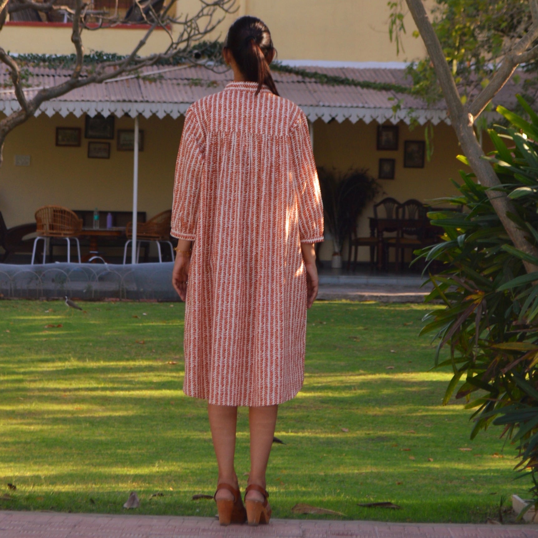 Cerise Dress Bormette 100% Coton - Orange ORANGE