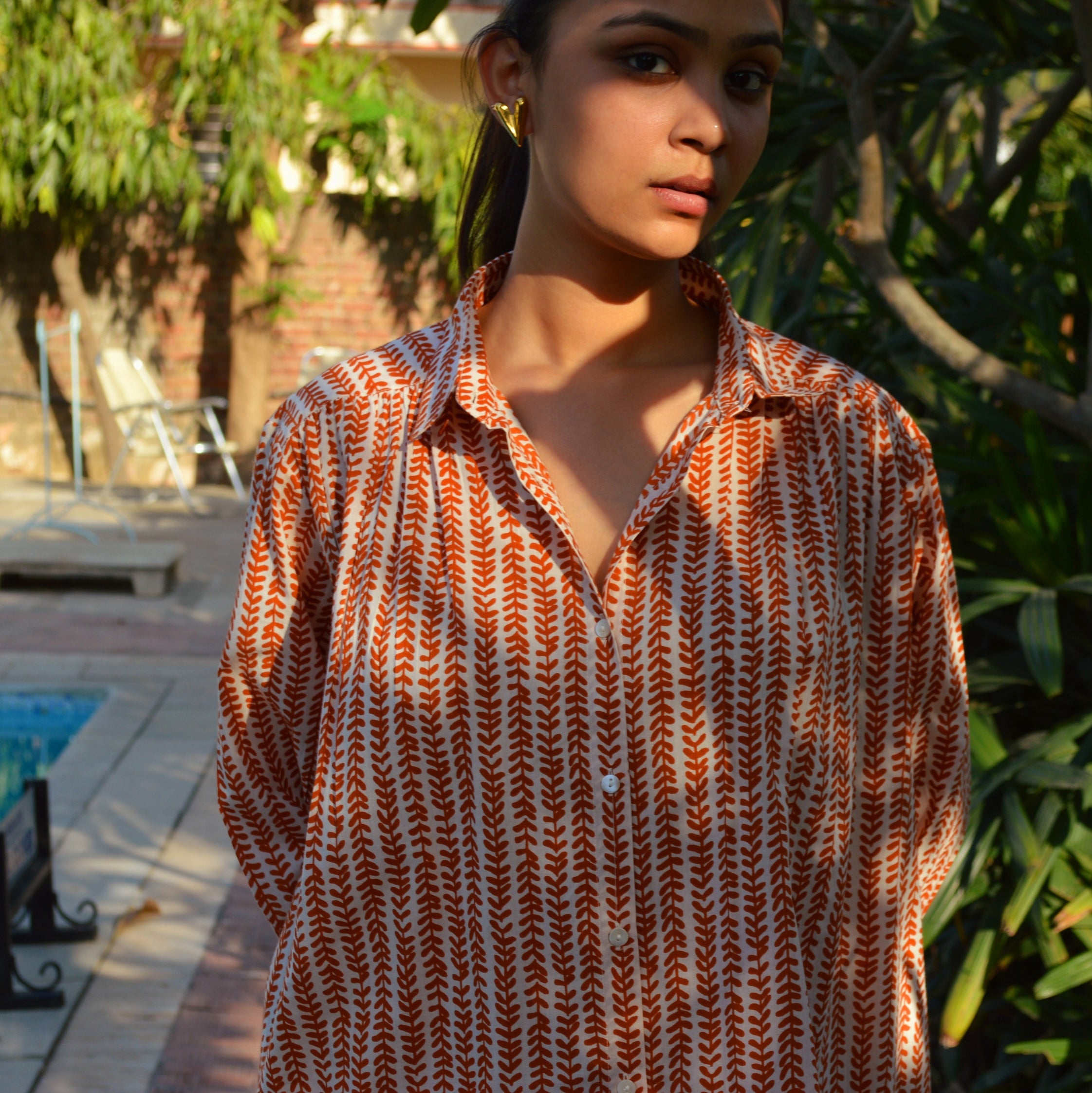 Cerise Dress Bormette 100% Coton - Orange ORANGE