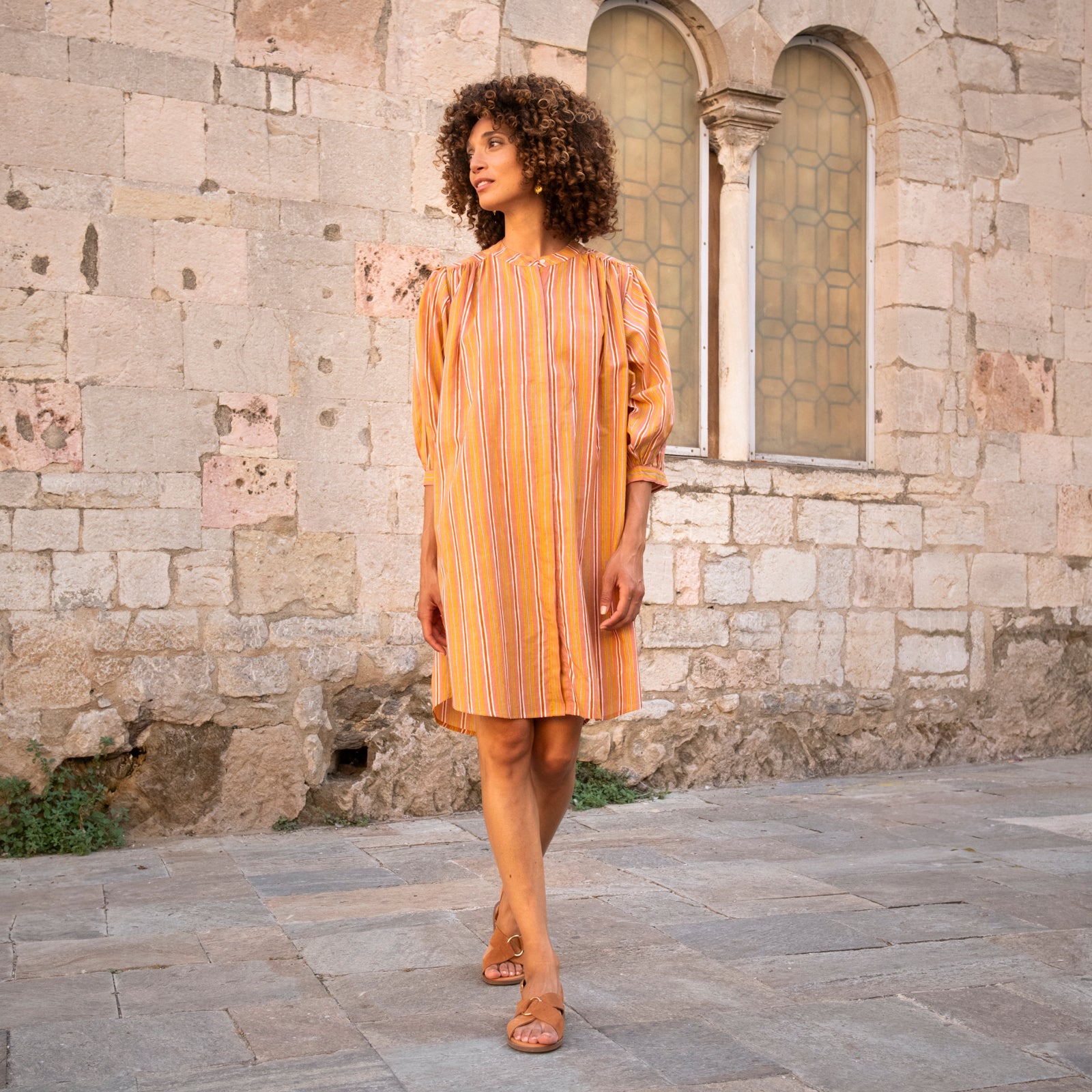 Leonie Dress Miramar 100% Coton - Peach PEACH