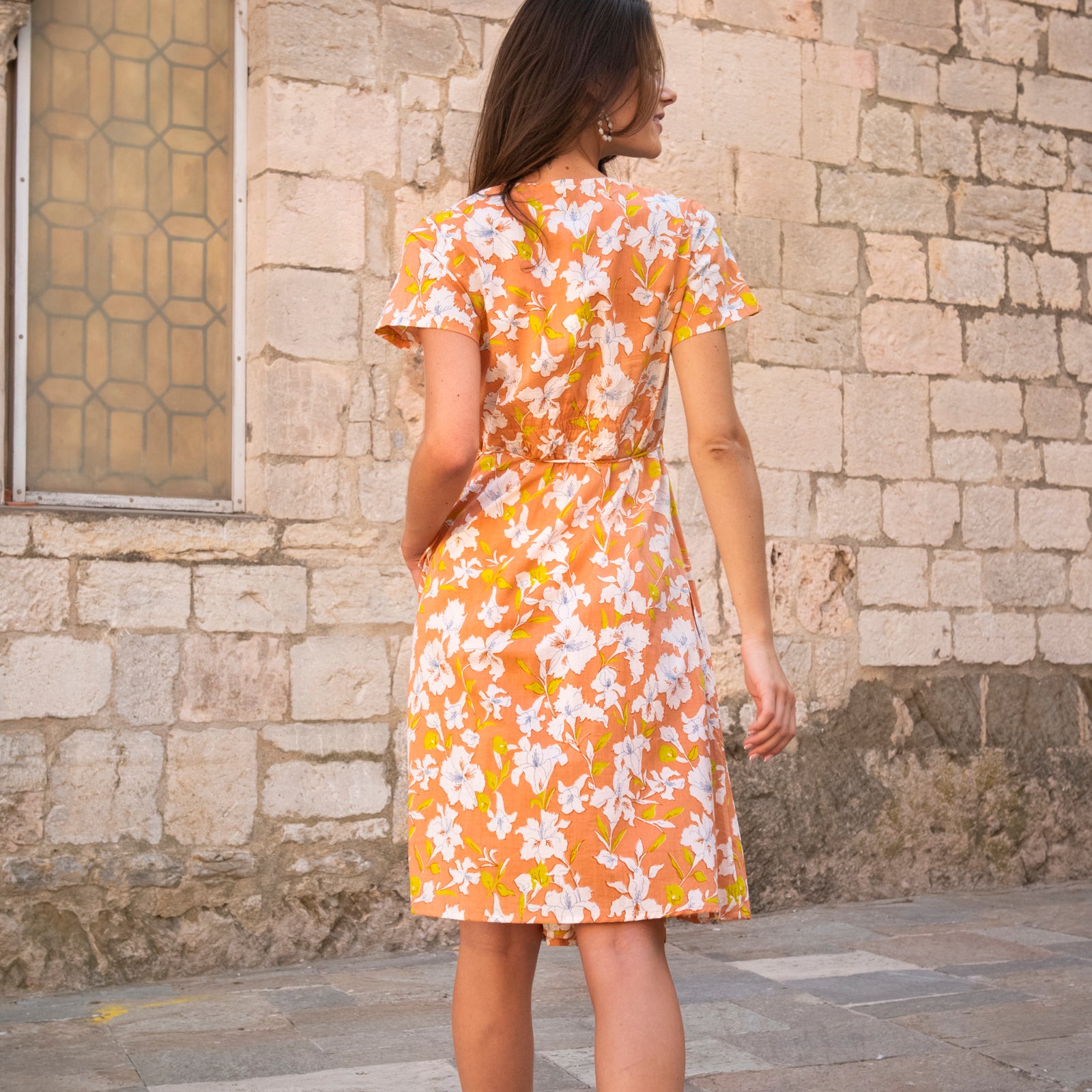 Lola Dress Rayol 100% Coton - Peach PEACH