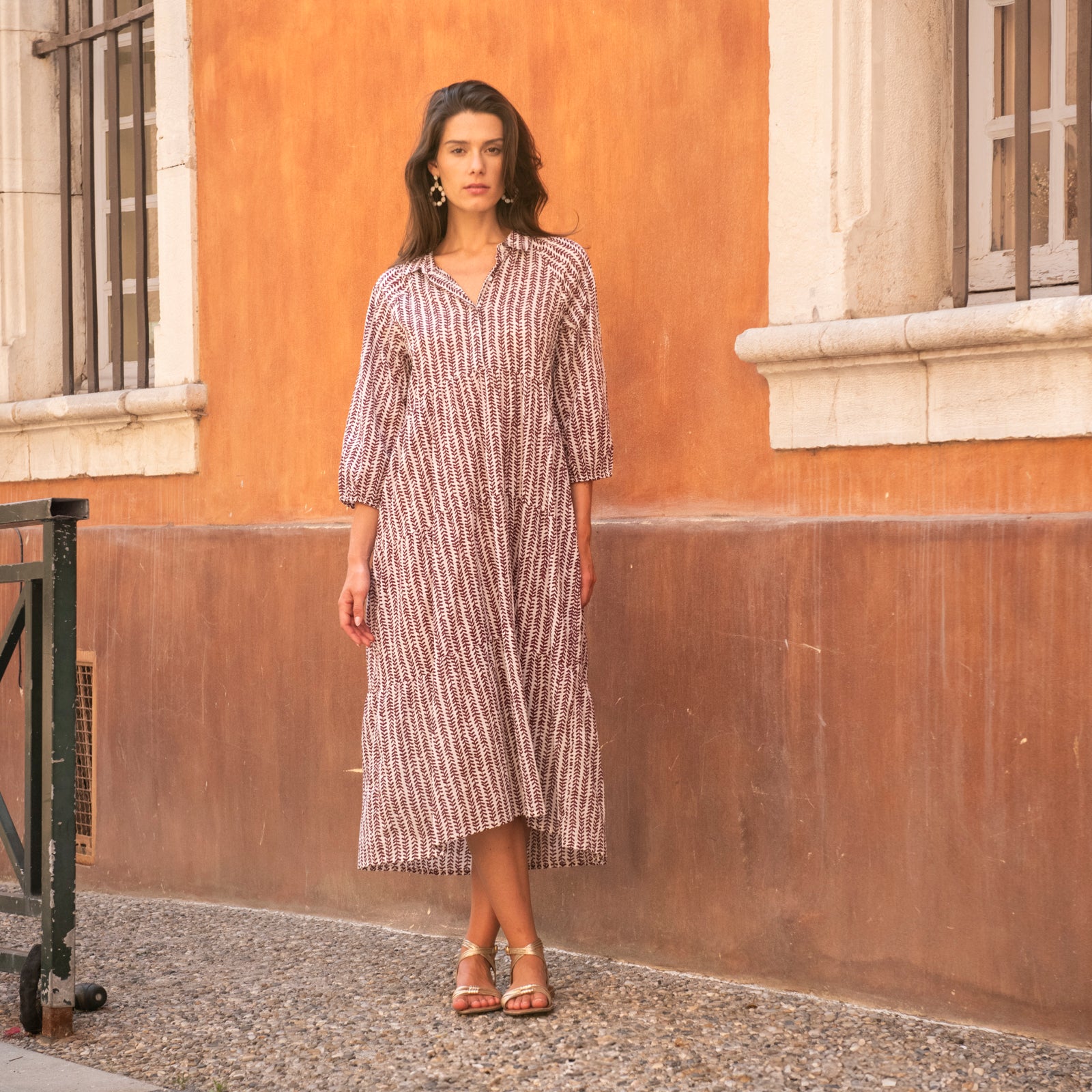 Mila Dress Bormette 100% Coton - Burgundy BURGUNDY