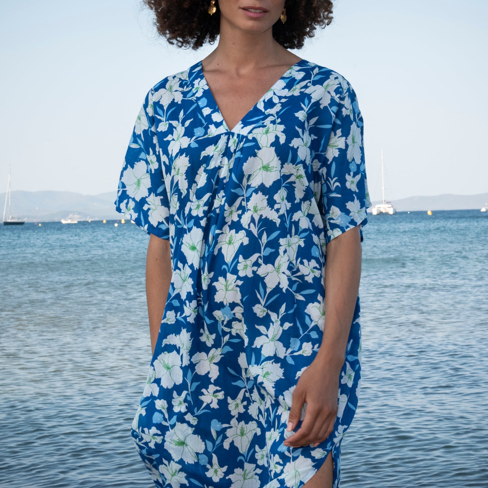Loulou Caftan Rayol 100% Coton - Blue BLUE