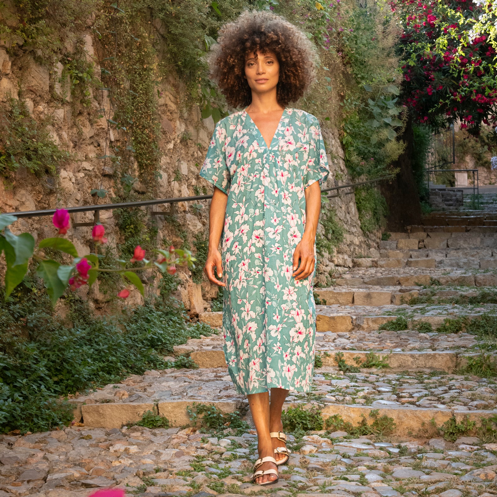 Loulou Caftan Rayol 100% Coton - Green GREEN