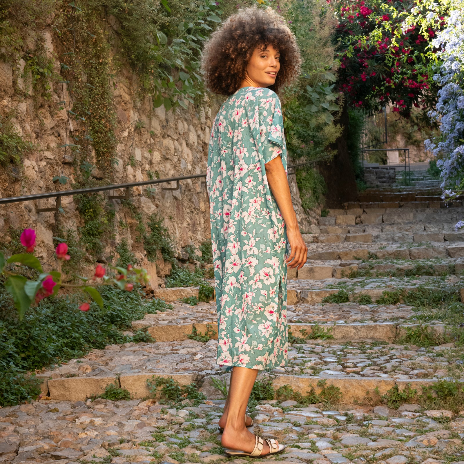 Loulou Caftan Rayol 100% Coton - Green GREEN