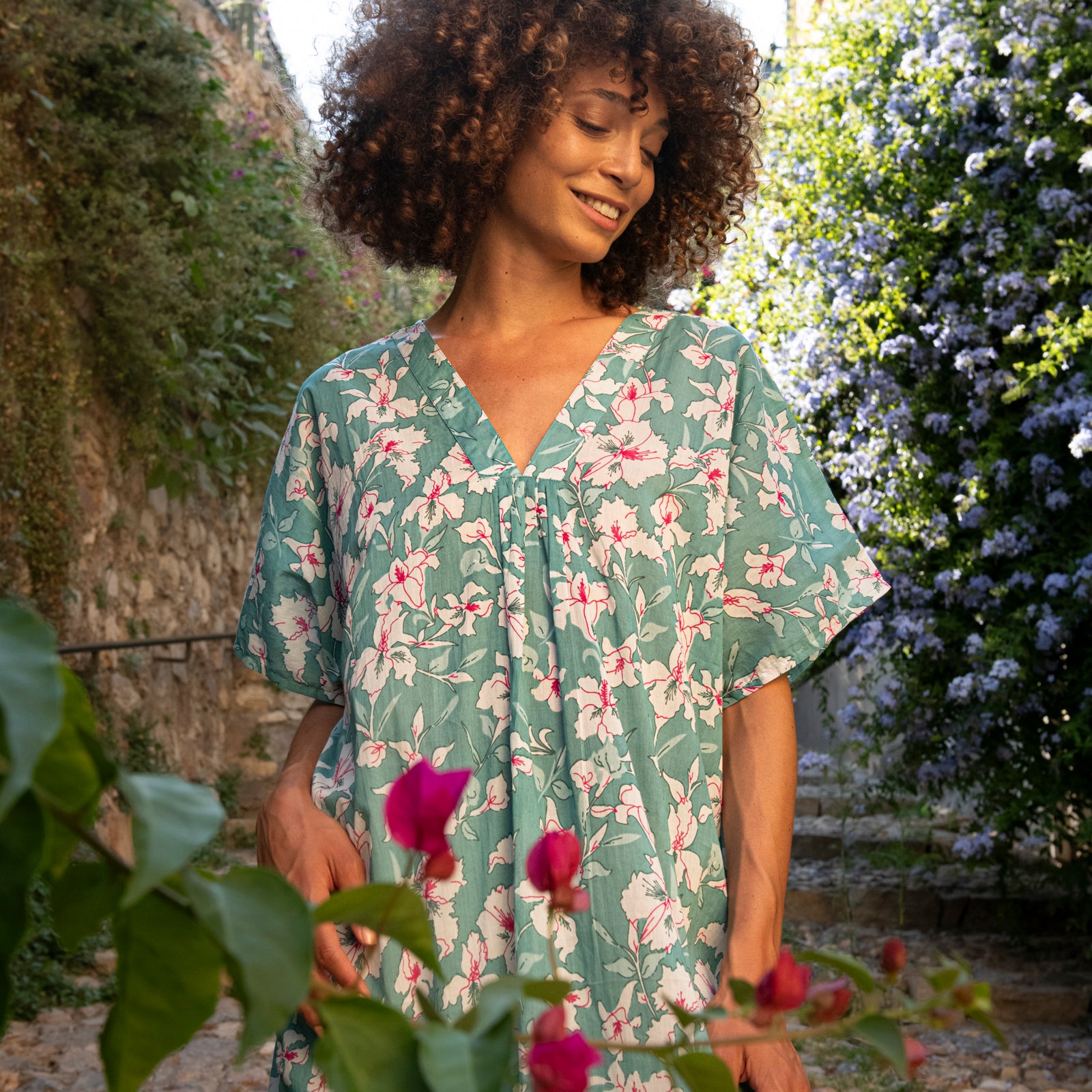 Loulou Caftan Rayol 100% Coton - Green GREEN