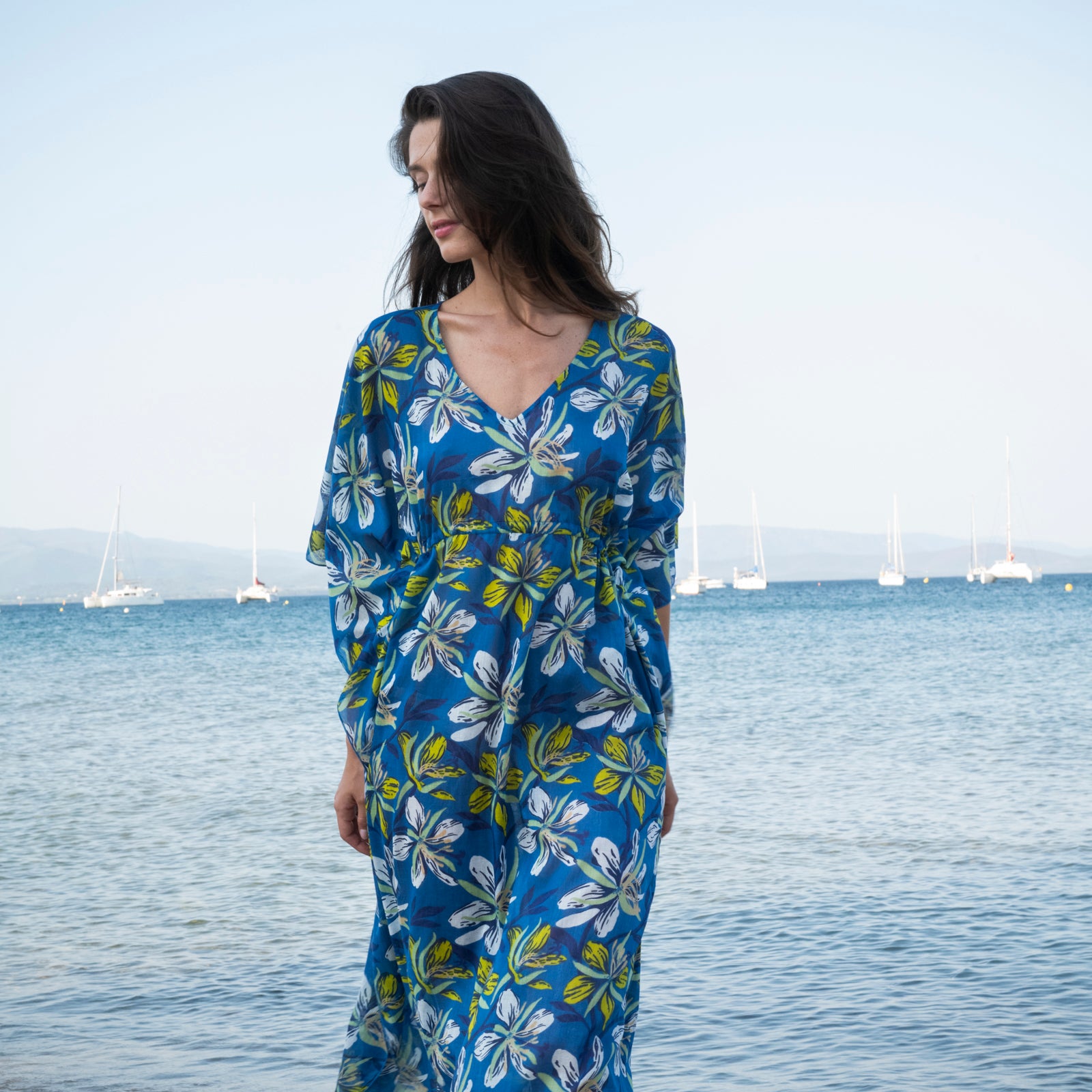 Alix Caftan Myra 100% Coton - Blue BLUE