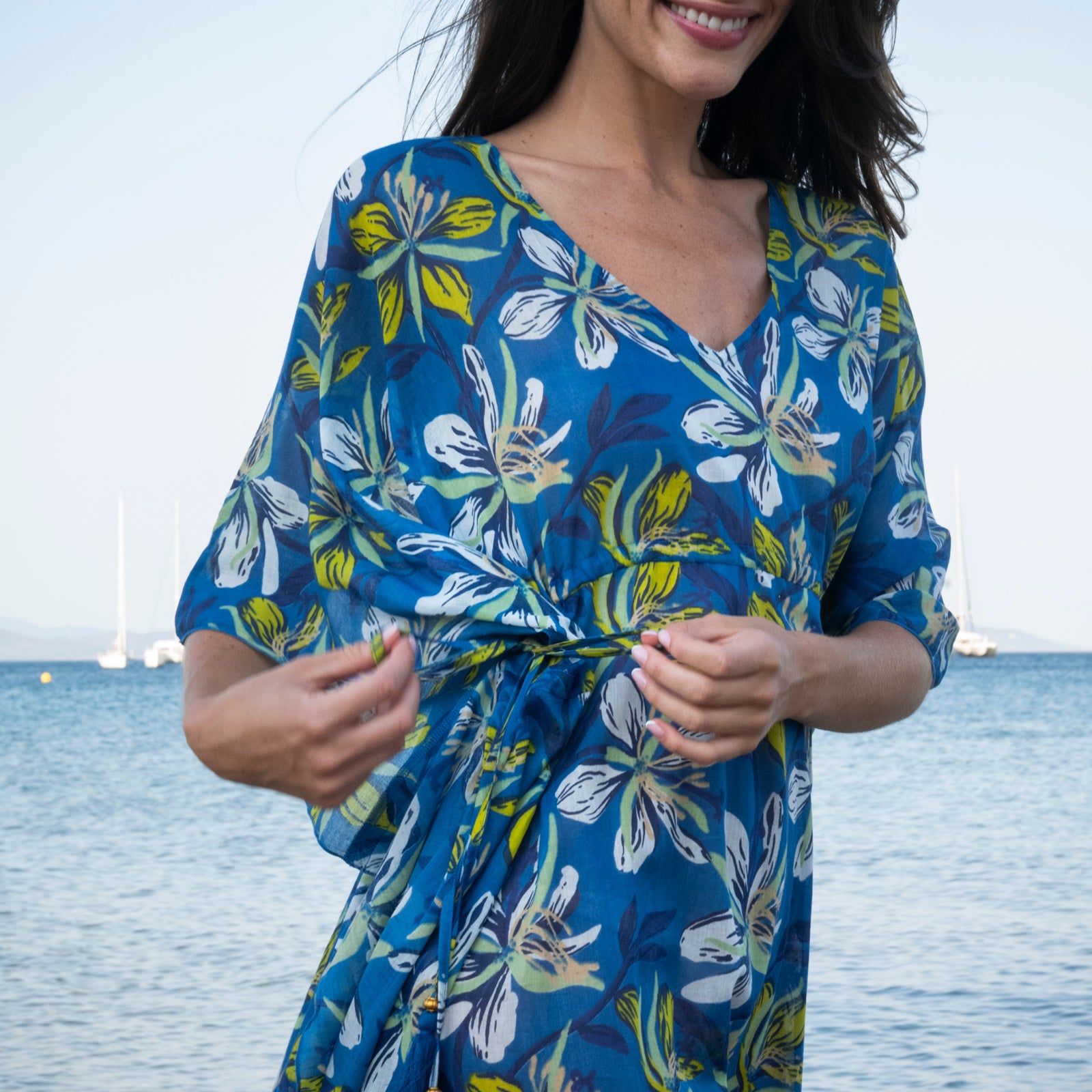 Alix Caftan Myra 100% Coton - Blue BLUE