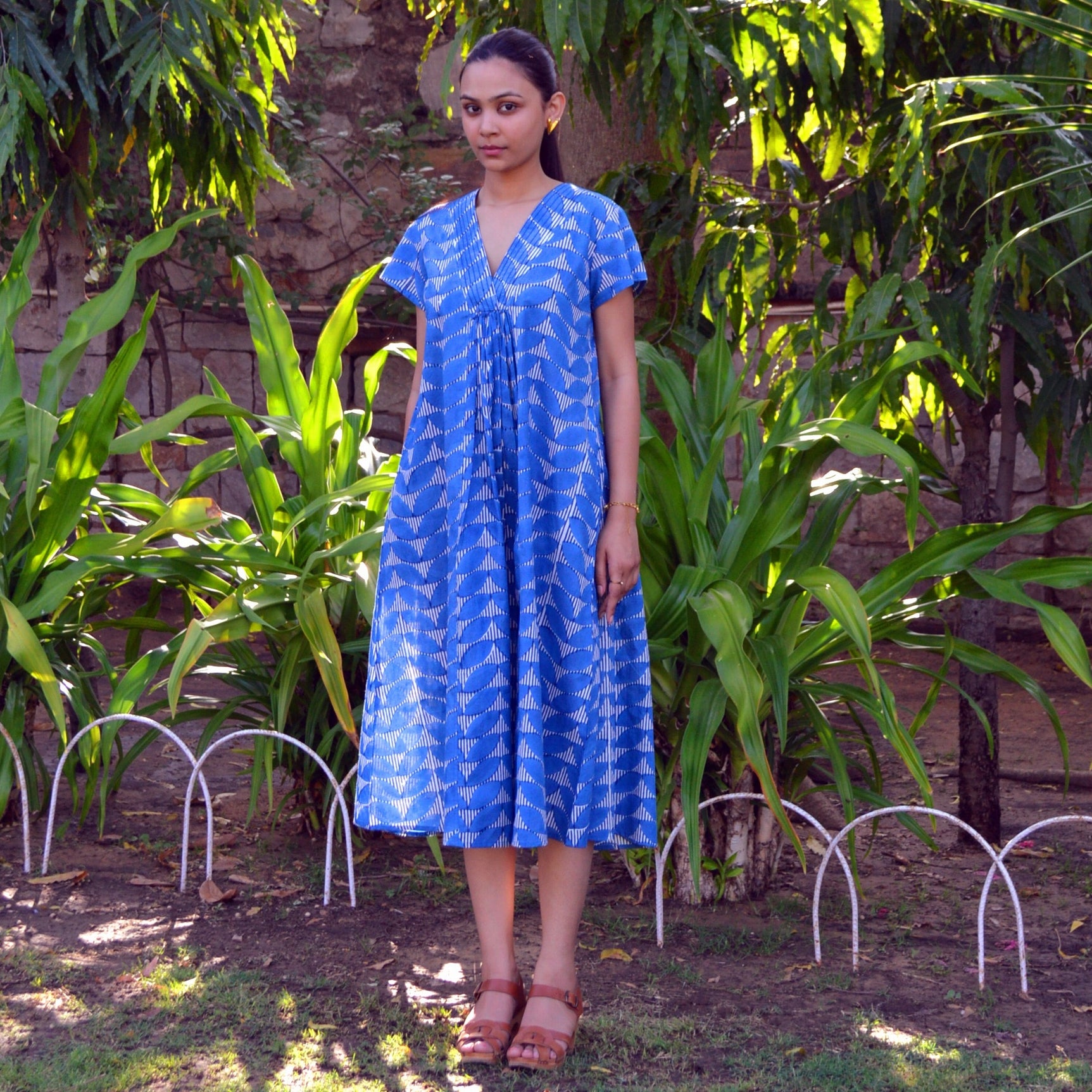 Iris Long Dress Cap Estel 100% Organic Cotton - Blue BLUE