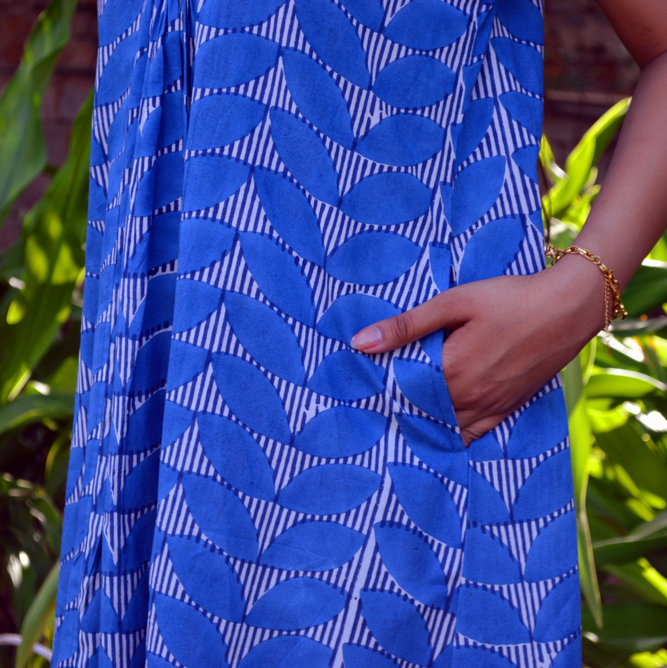 Iris Long Dress Cap Estel 100% Organic Cotton - Blue BLUE