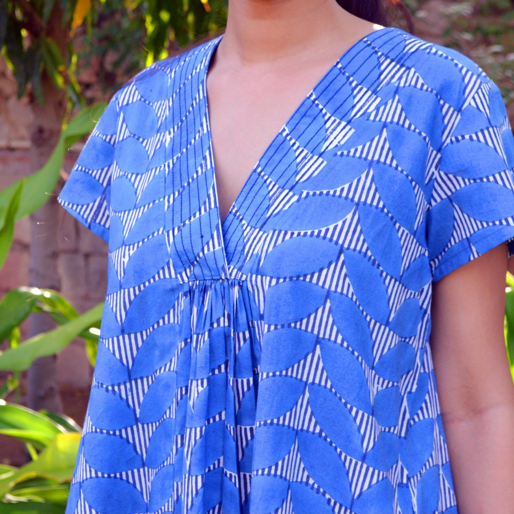 Iris Long Dress Cap Estel 100% Organic Cotton - Blue BLUE