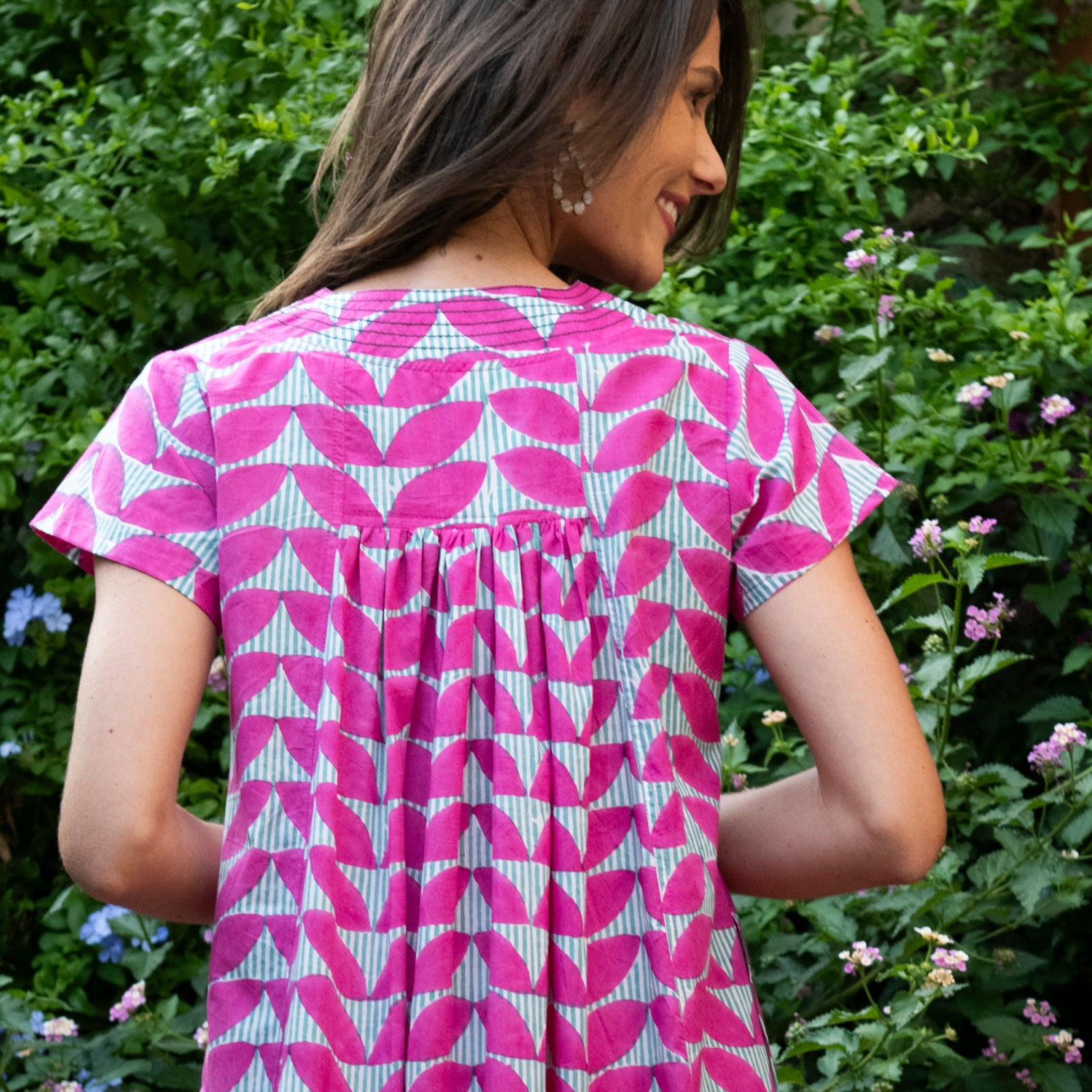 Iris Long Dress Cap Estel 100% Organic Cotton - Pink PINK