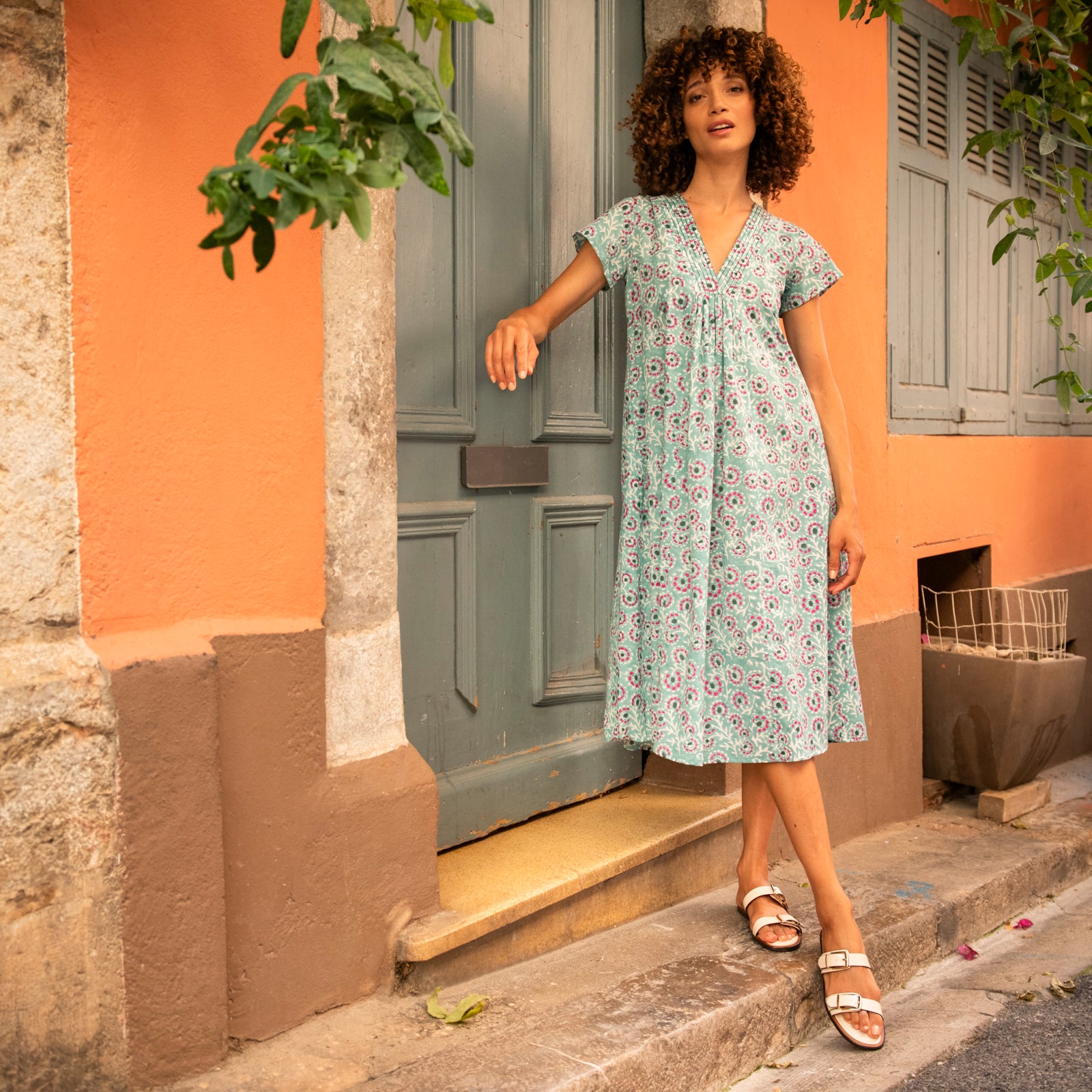 Iris Long Dress Eze 100% Organic Cotton - Green GREEN