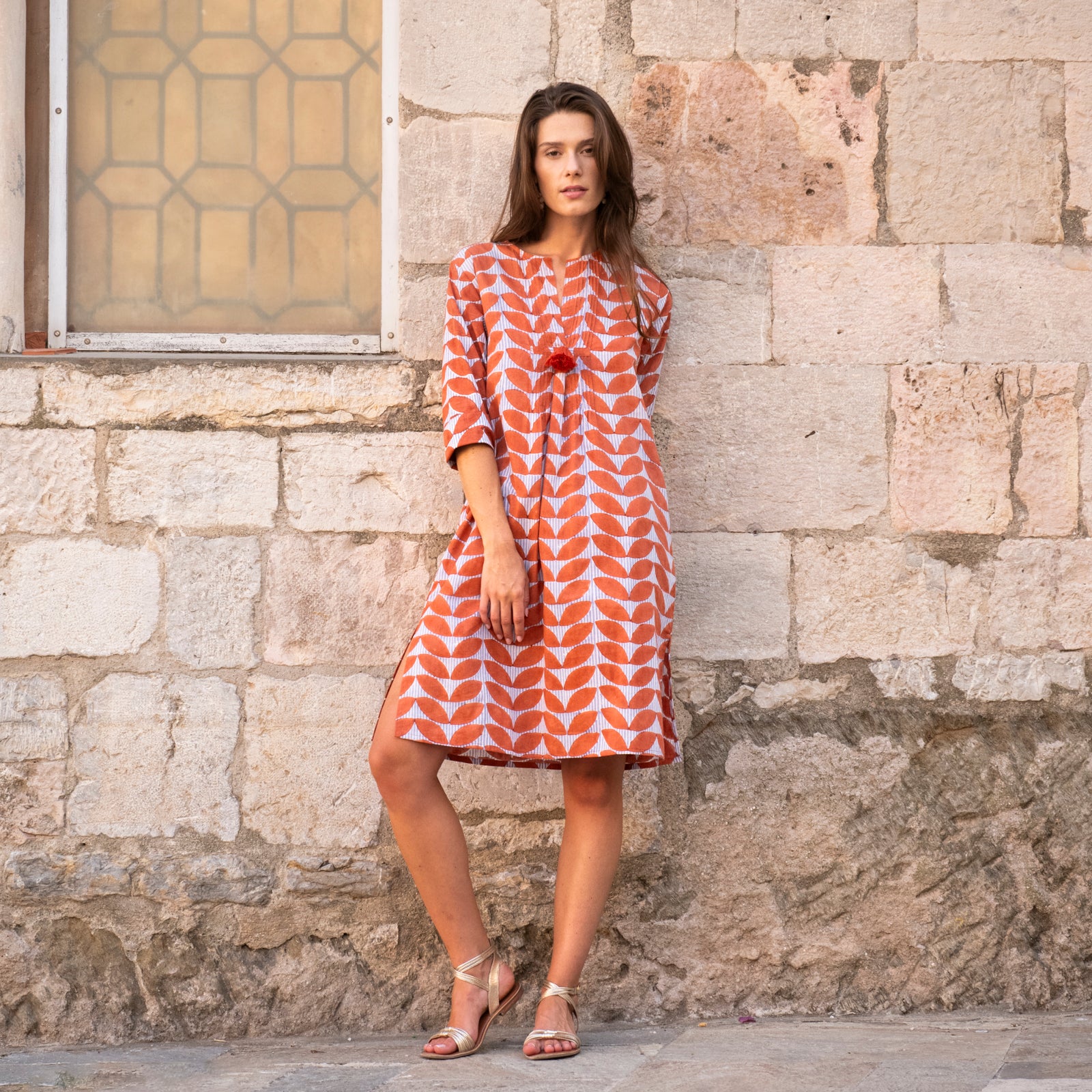 Louisa Dress Cap Estel 100% Organic Cotton - Orange ORANGE