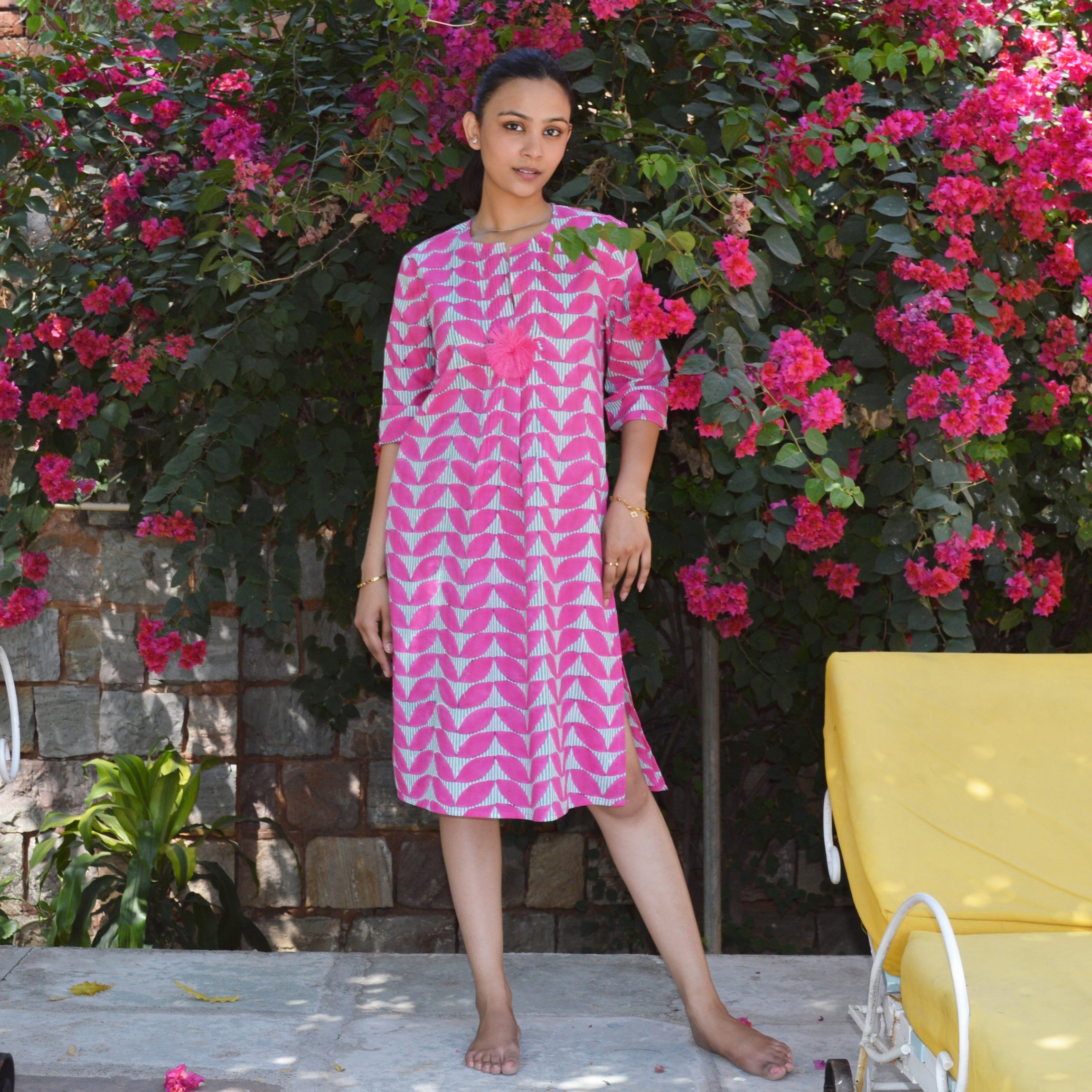 Louisa Dress Cap Estel 100% Organic Cotton - Pink PINK