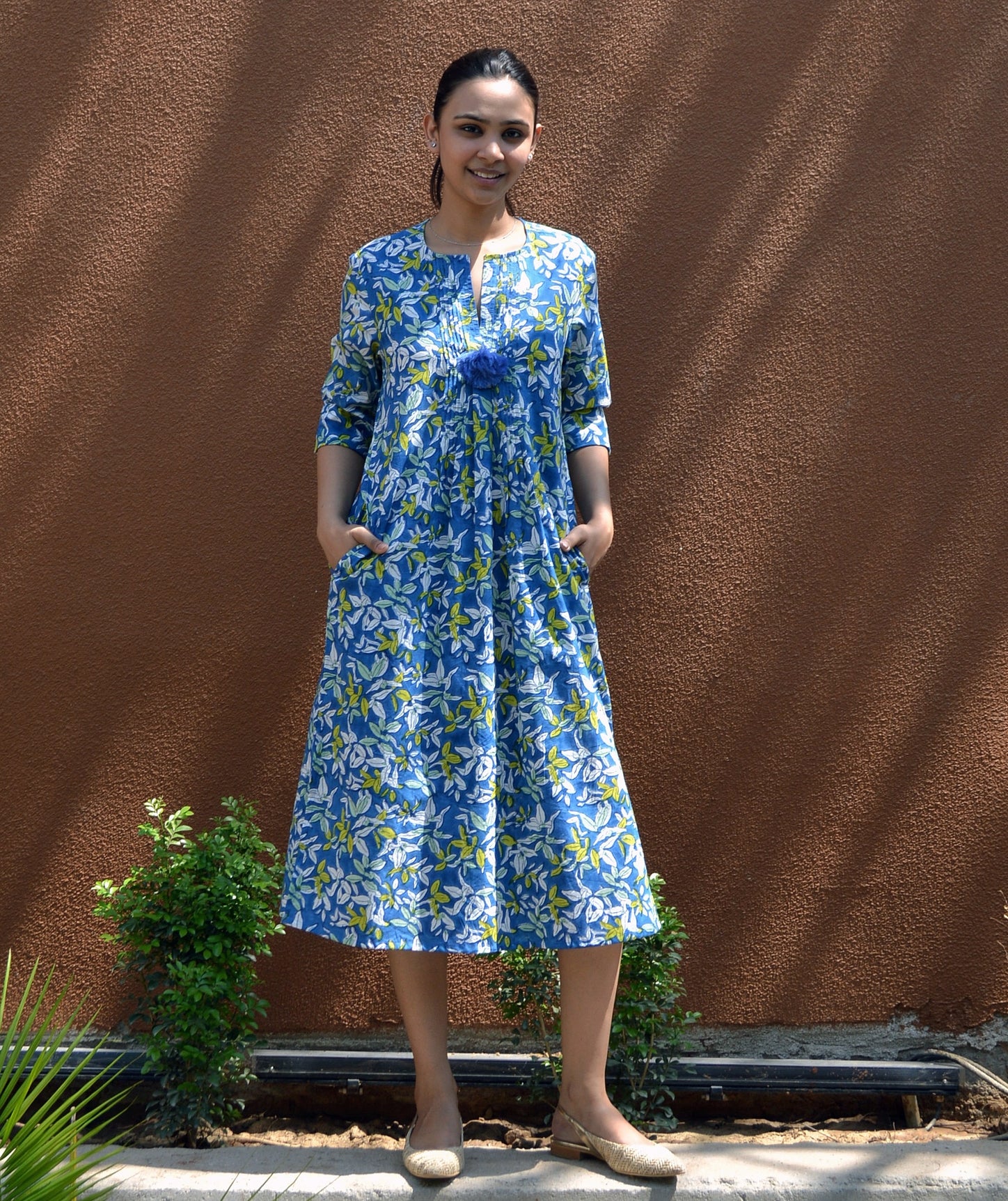 Louisa Long Dress Figuieres 100% Organic Cotton - Blue BLUE