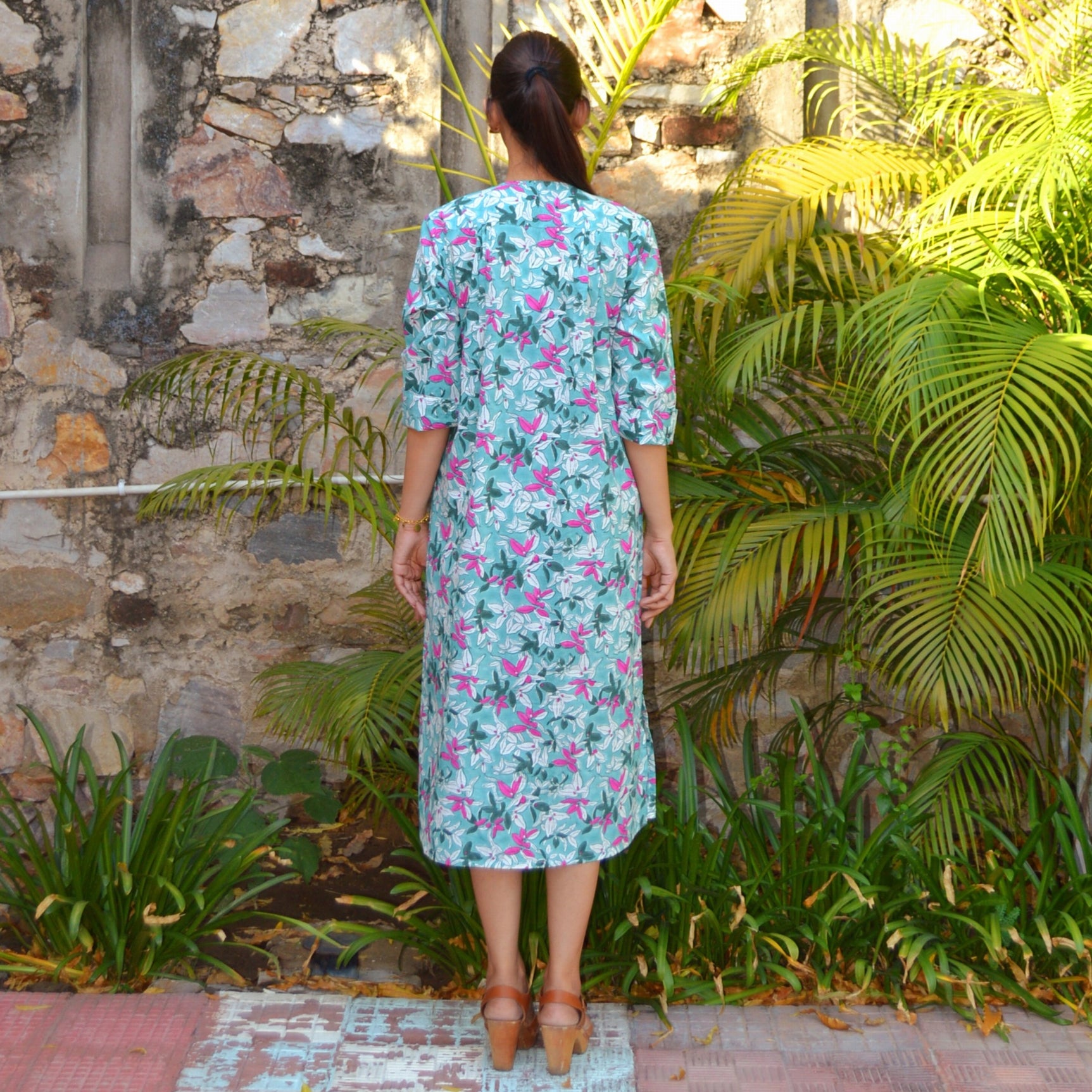 Louisa Long Dress Figuieres 100% Organic Cotton - Green GREEN