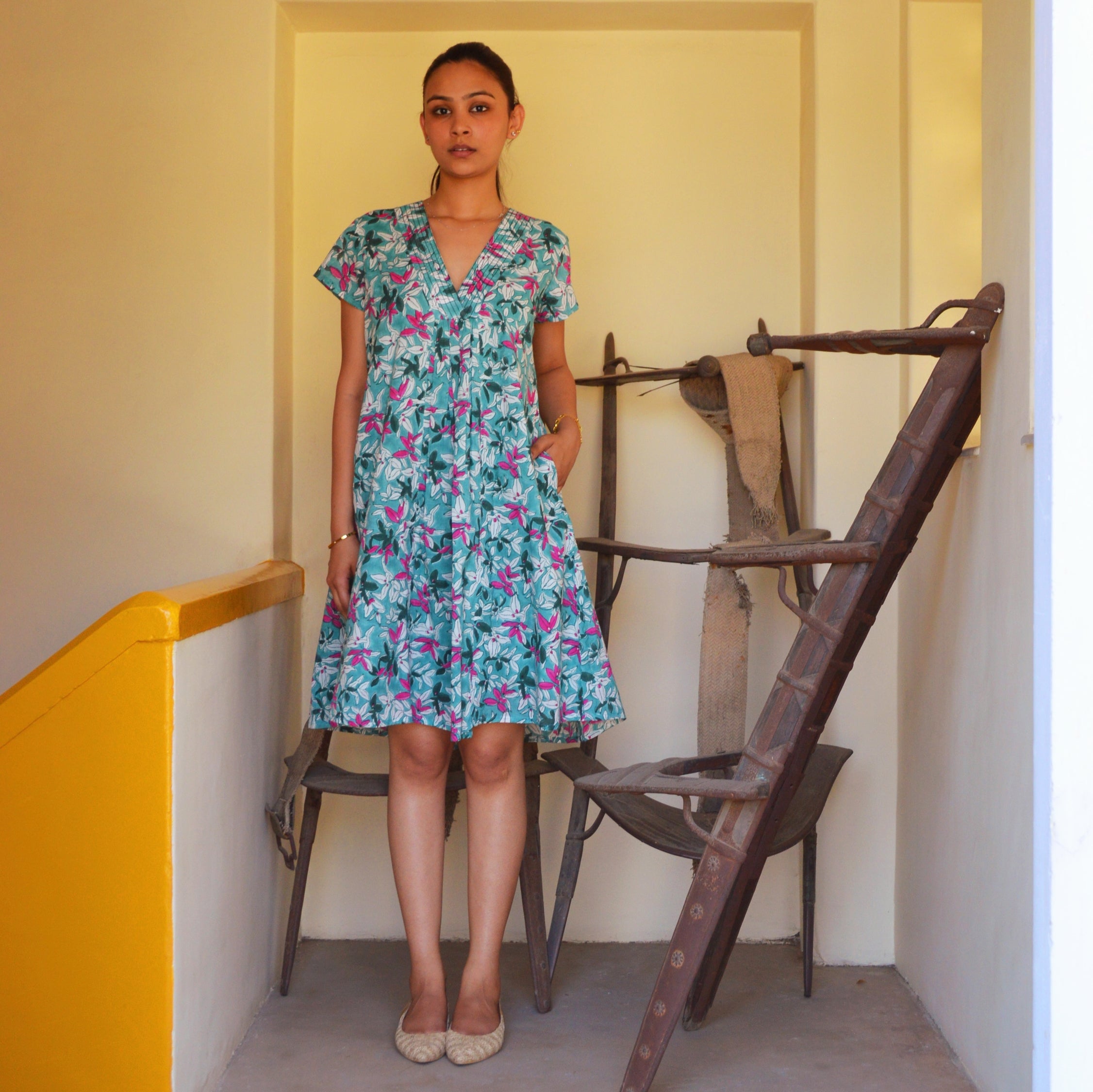 Iris Dress Figuieres 100% Organic Cotton - Green GREEN