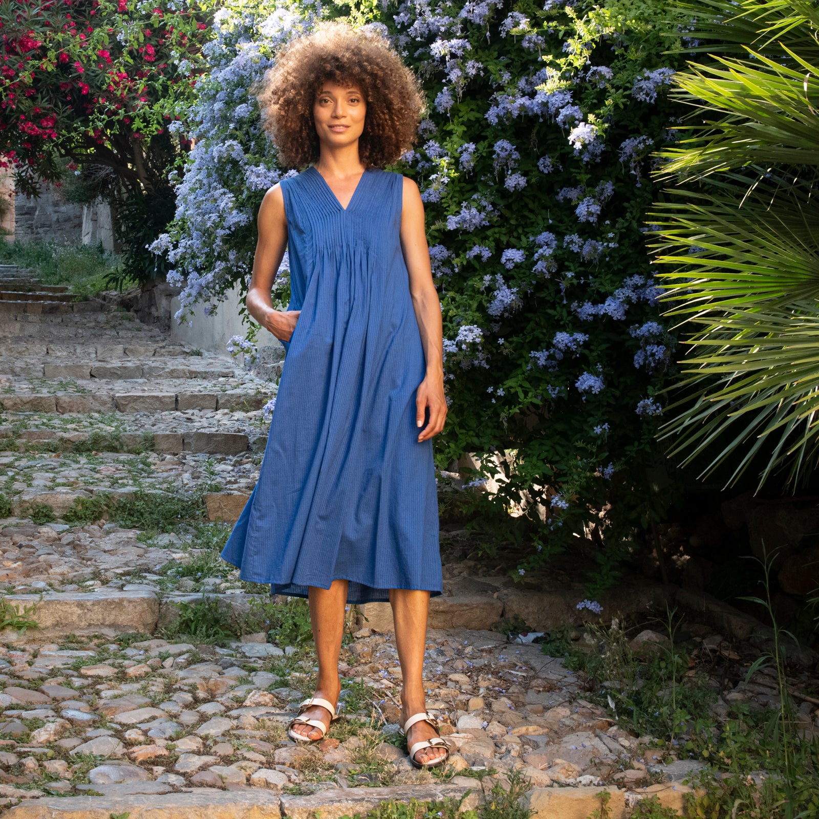 Amy Dress S.color 100% Coton - Blue BLUE