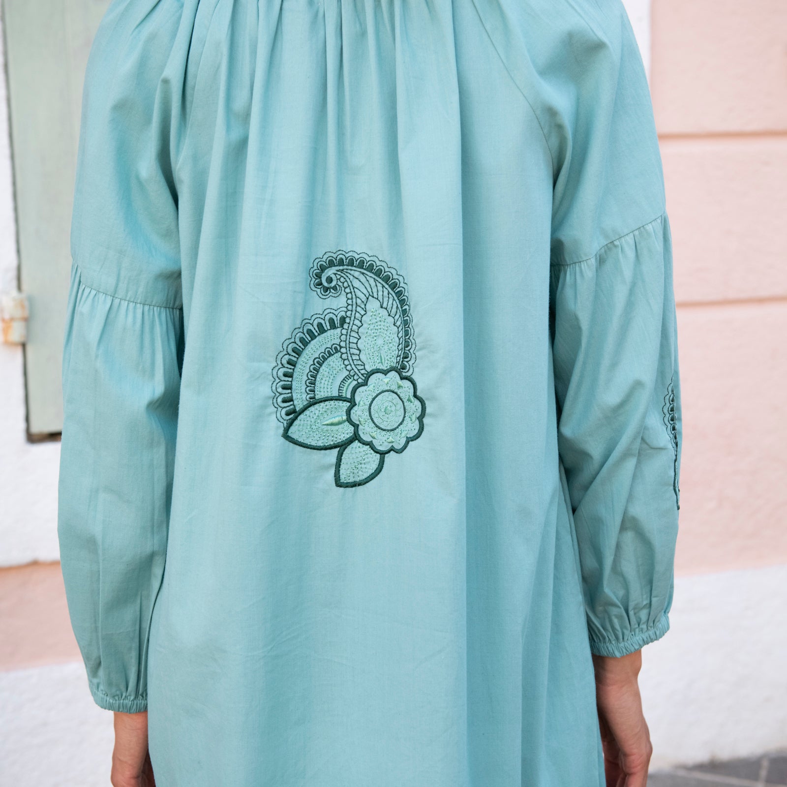 Virginia Dress Embroidery 100% Coton - Green GREEN