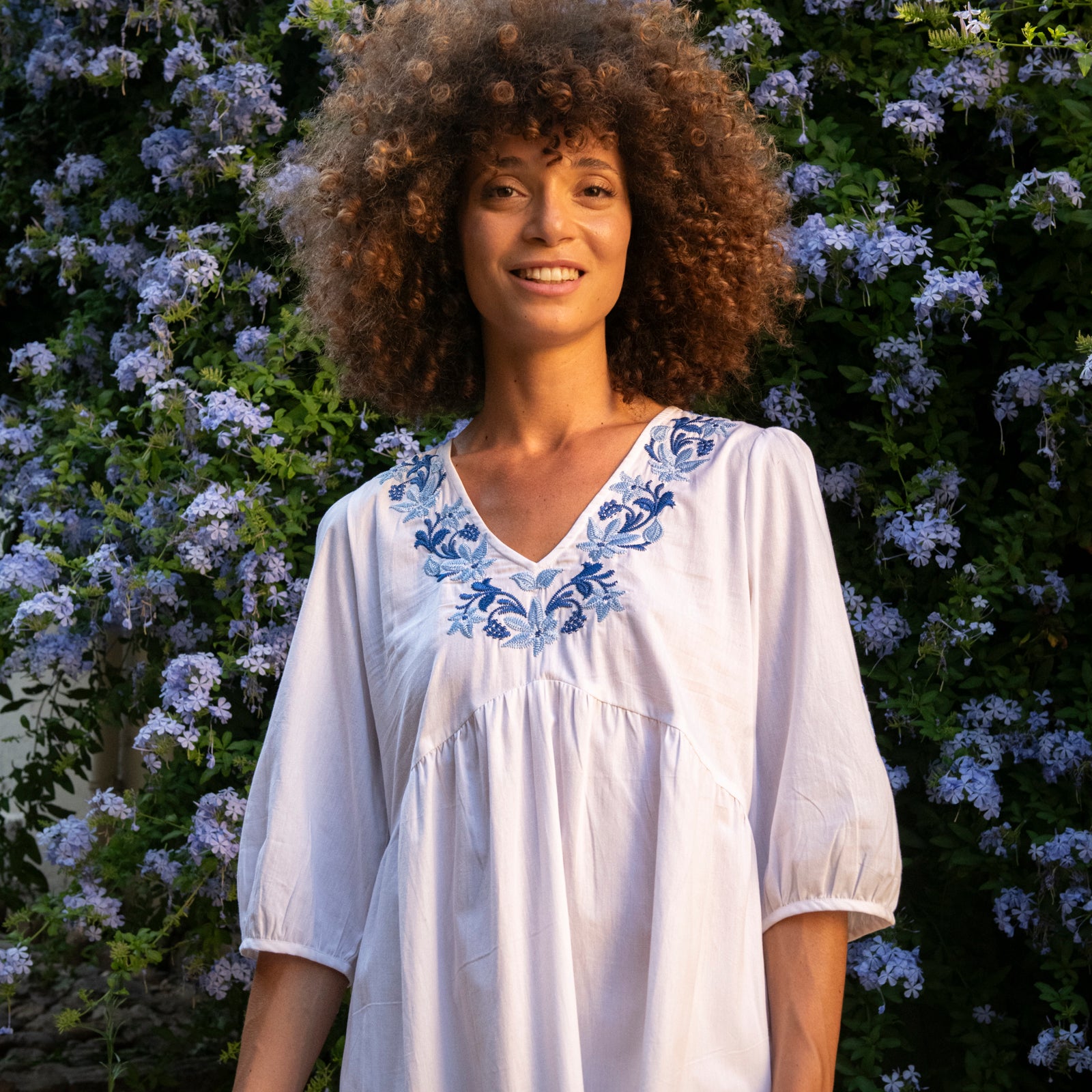 Rosa Dress Embroidery 100% Coton - White WHITE