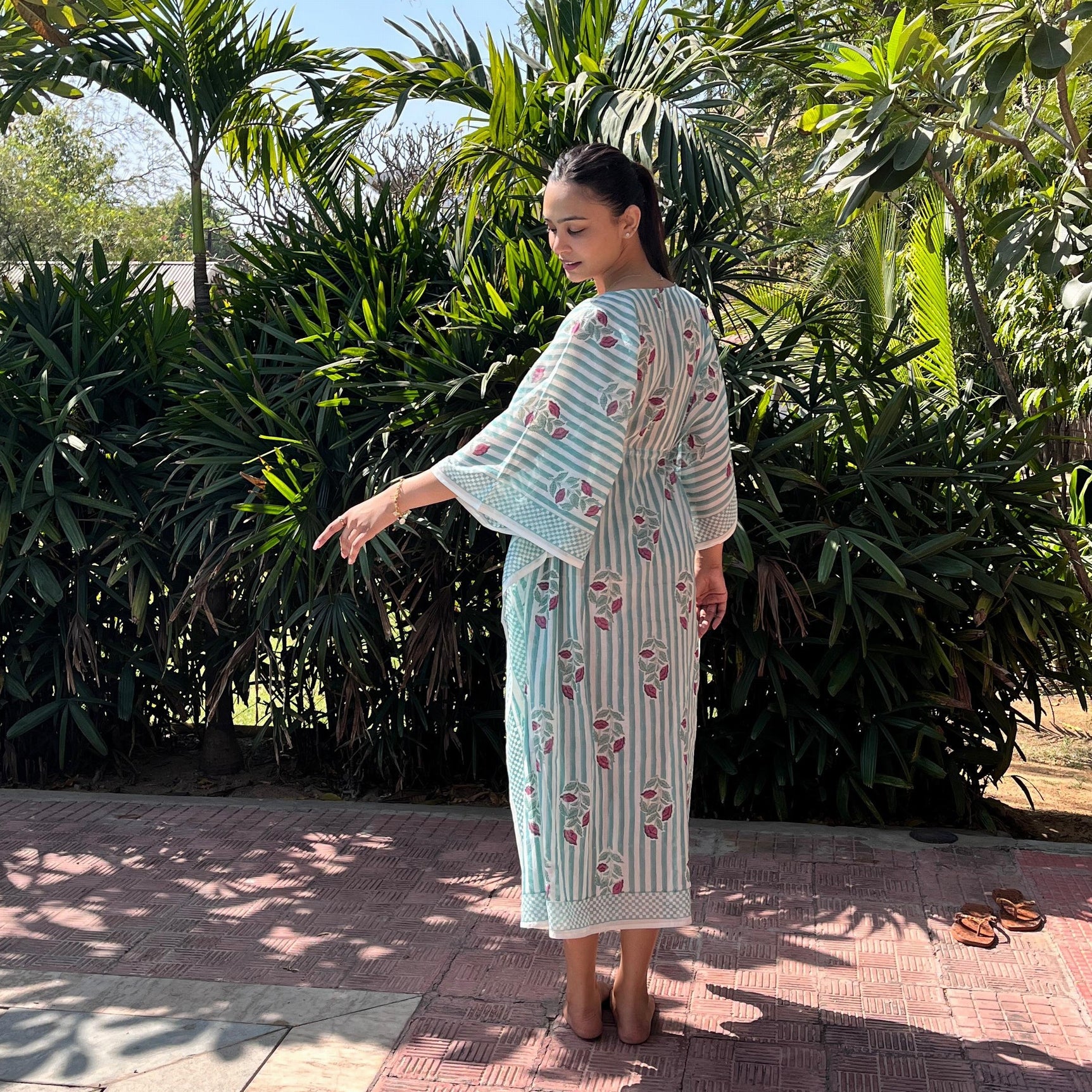 Long Caftan Beaulieu 100% Organic Cotton - Green GREEN