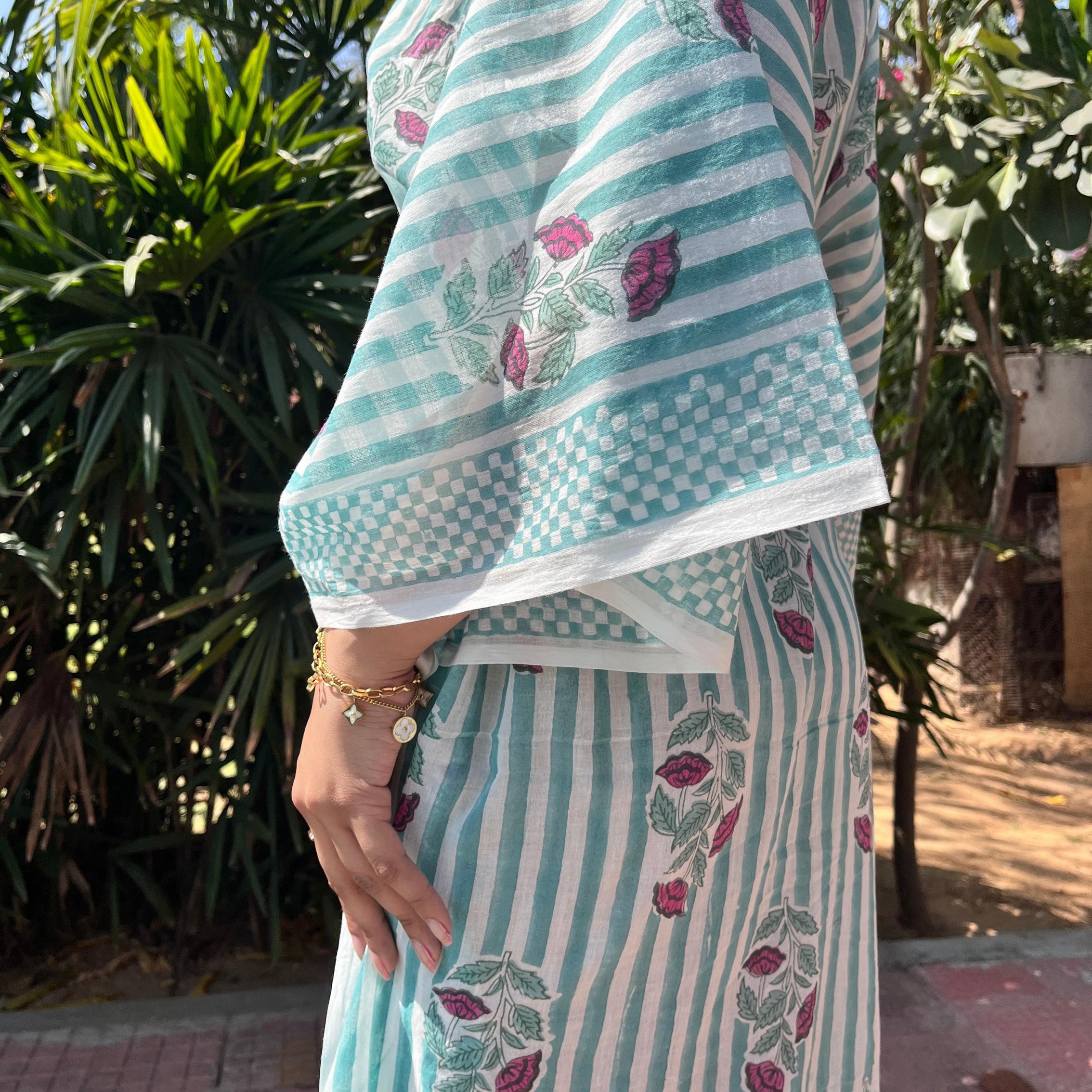Long Caftan Beaulieu 100% Organic Cotton - Green GREEN