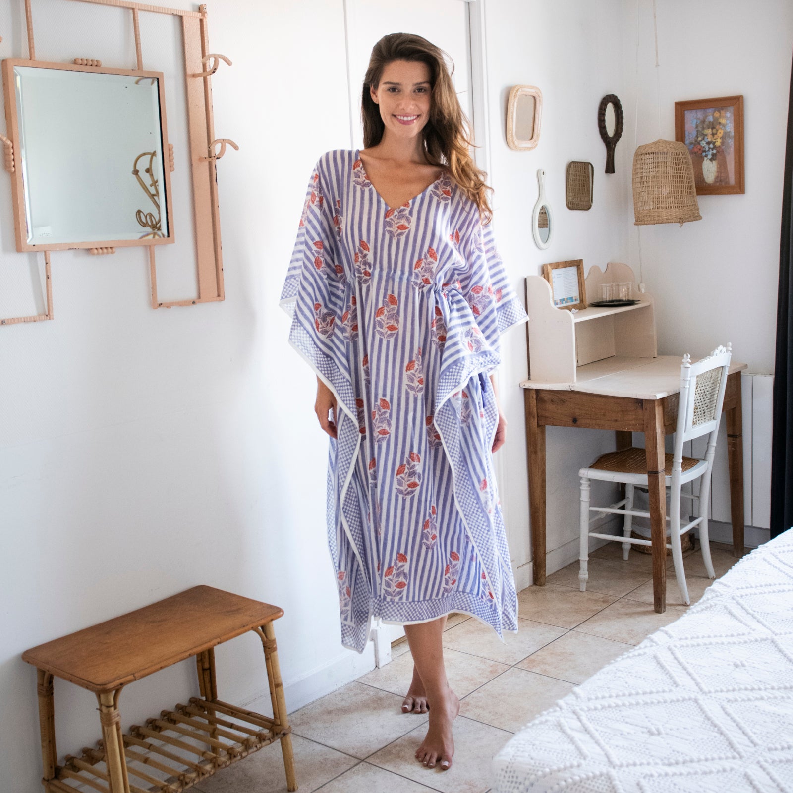 Long Caftan Beaulieu 100% Organic Cotton - Lilac LILAC