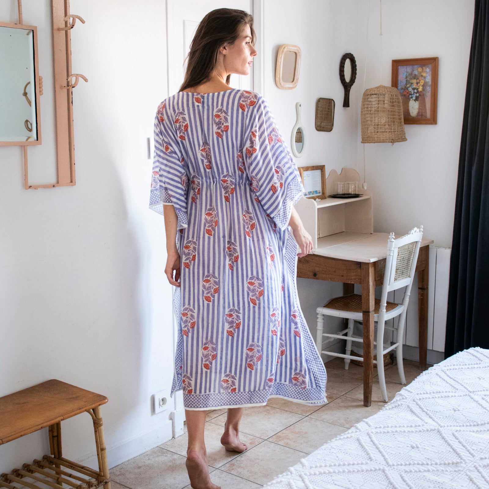 Long Caftan Beaulieu 100% Organic Cotton - Lilac LILAC