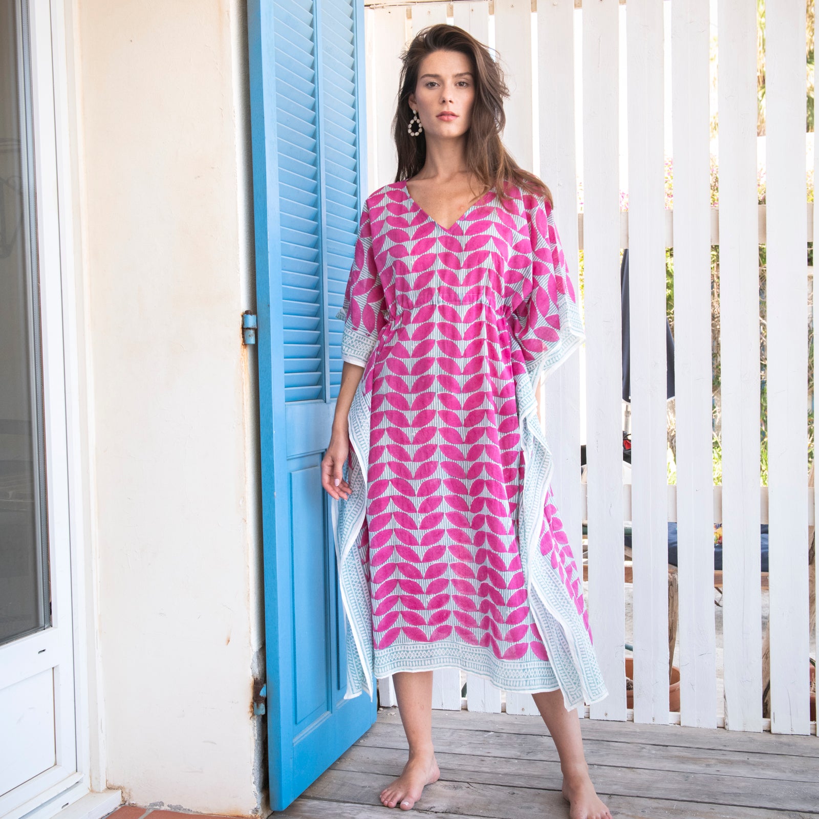 Long Caftan Cap Estel 100% Organic Cotton - Pink PINK