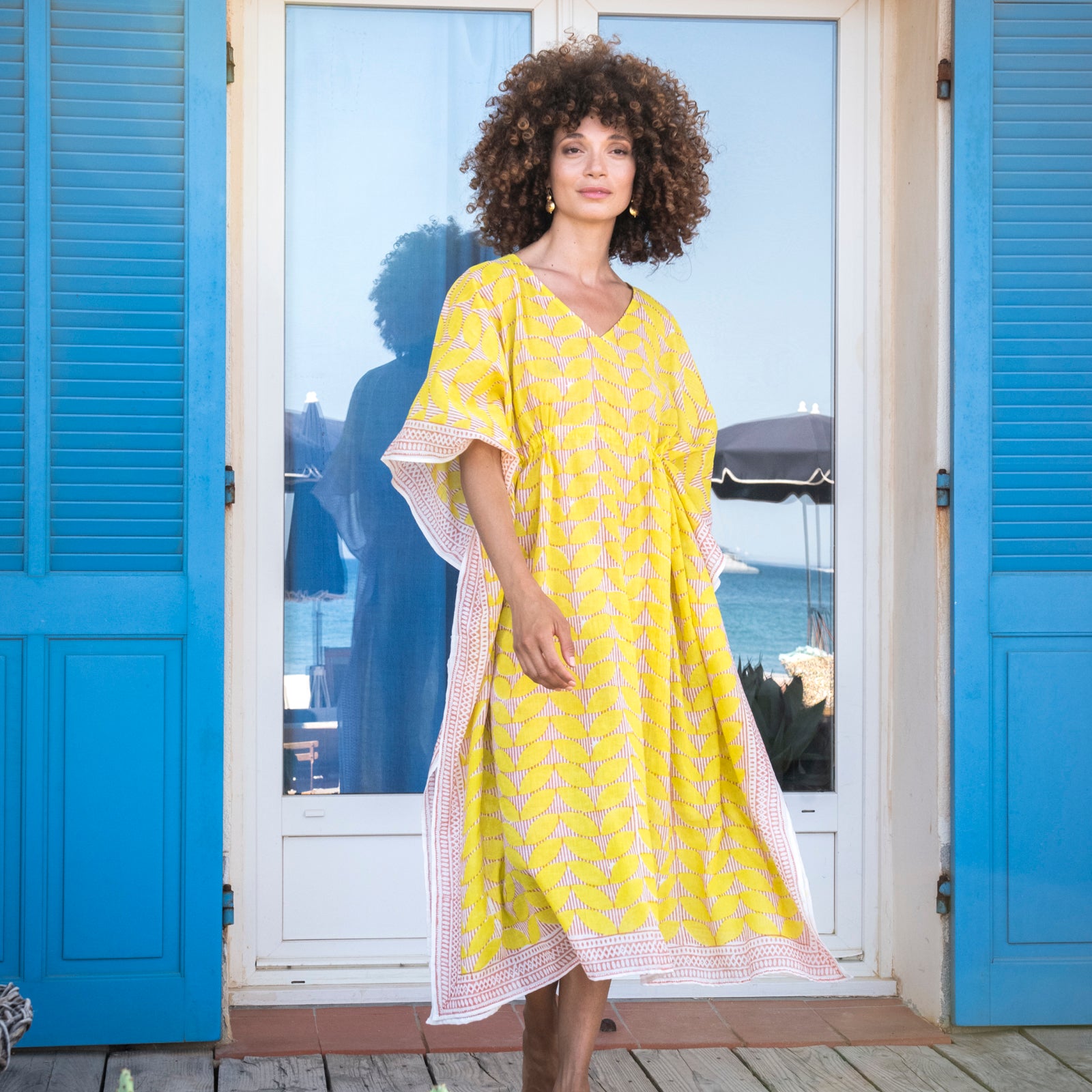 Long Caftan Cap Estel 100% Organic Cotton - Yellow YELLOW