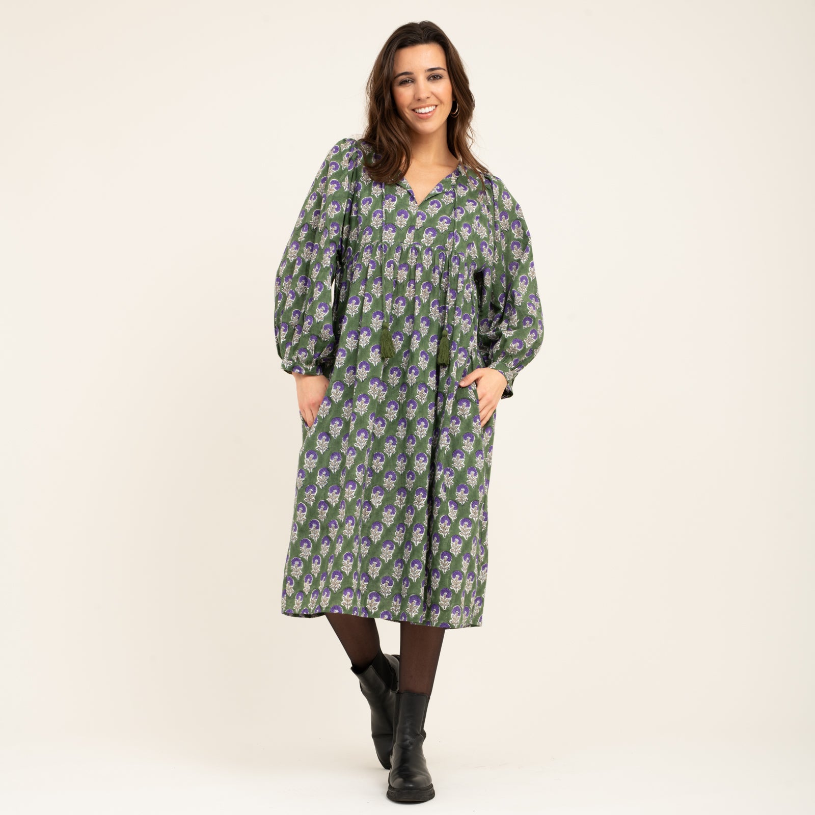 Caroline Dress Sathi 100% Organic Cotton - Green GREEN