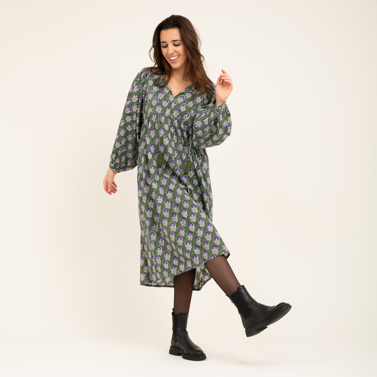 Caroline Dress Sathi 100% Organic Cotton - Green GREEN