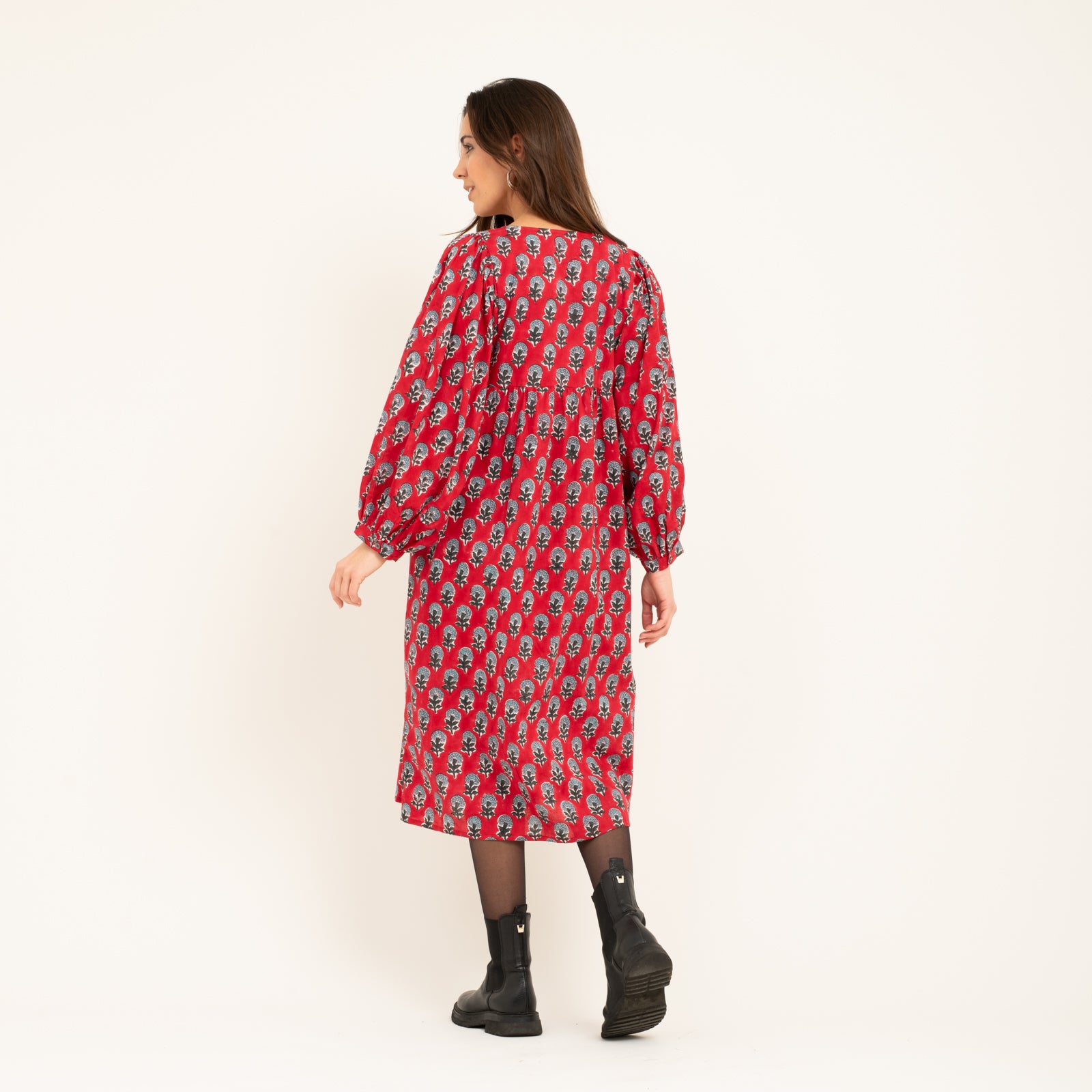 Caroline Dress Sathi 100% Organic Cotton - Red RED