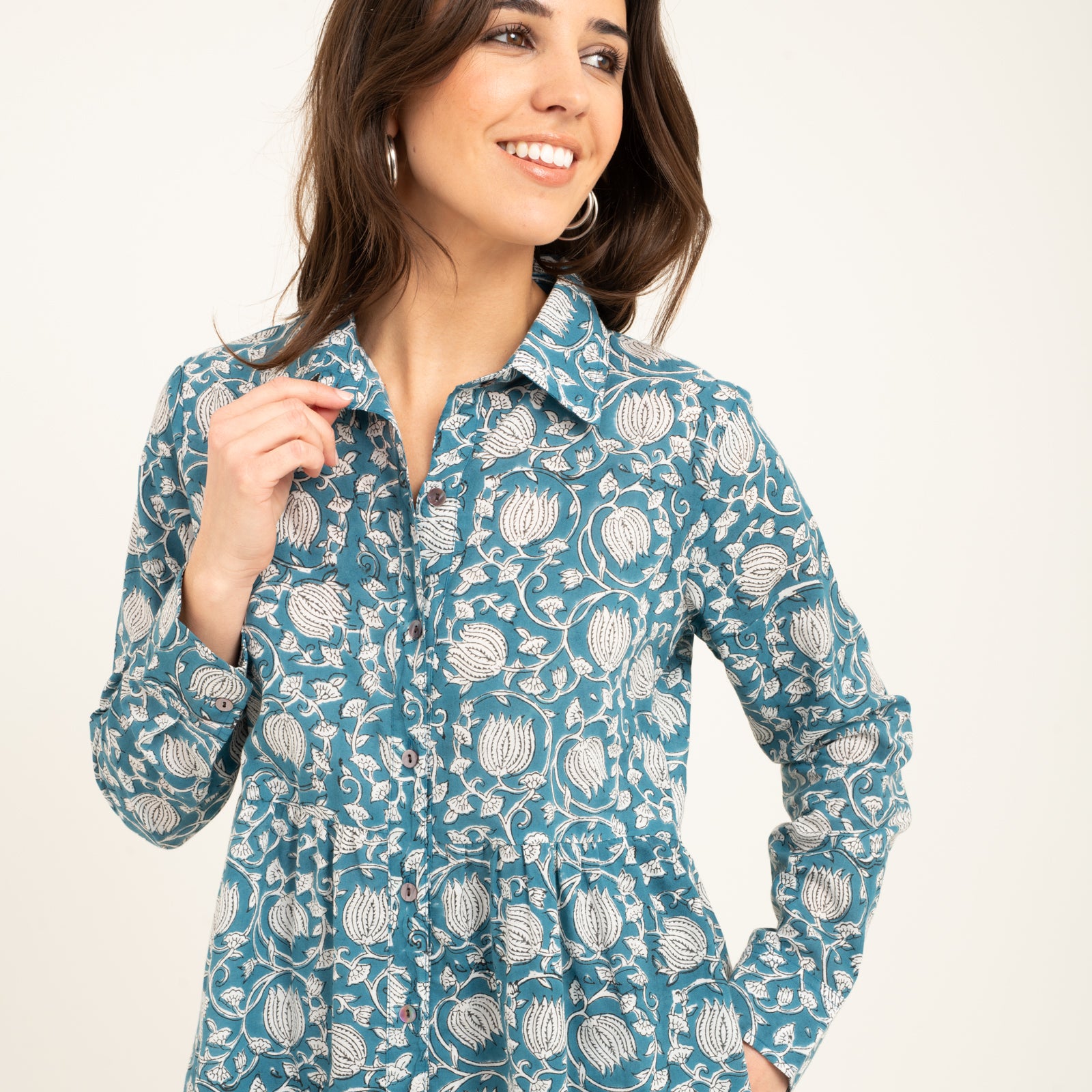 Paulette Dress Pema 100% Organic Cotton - Blue BLUE