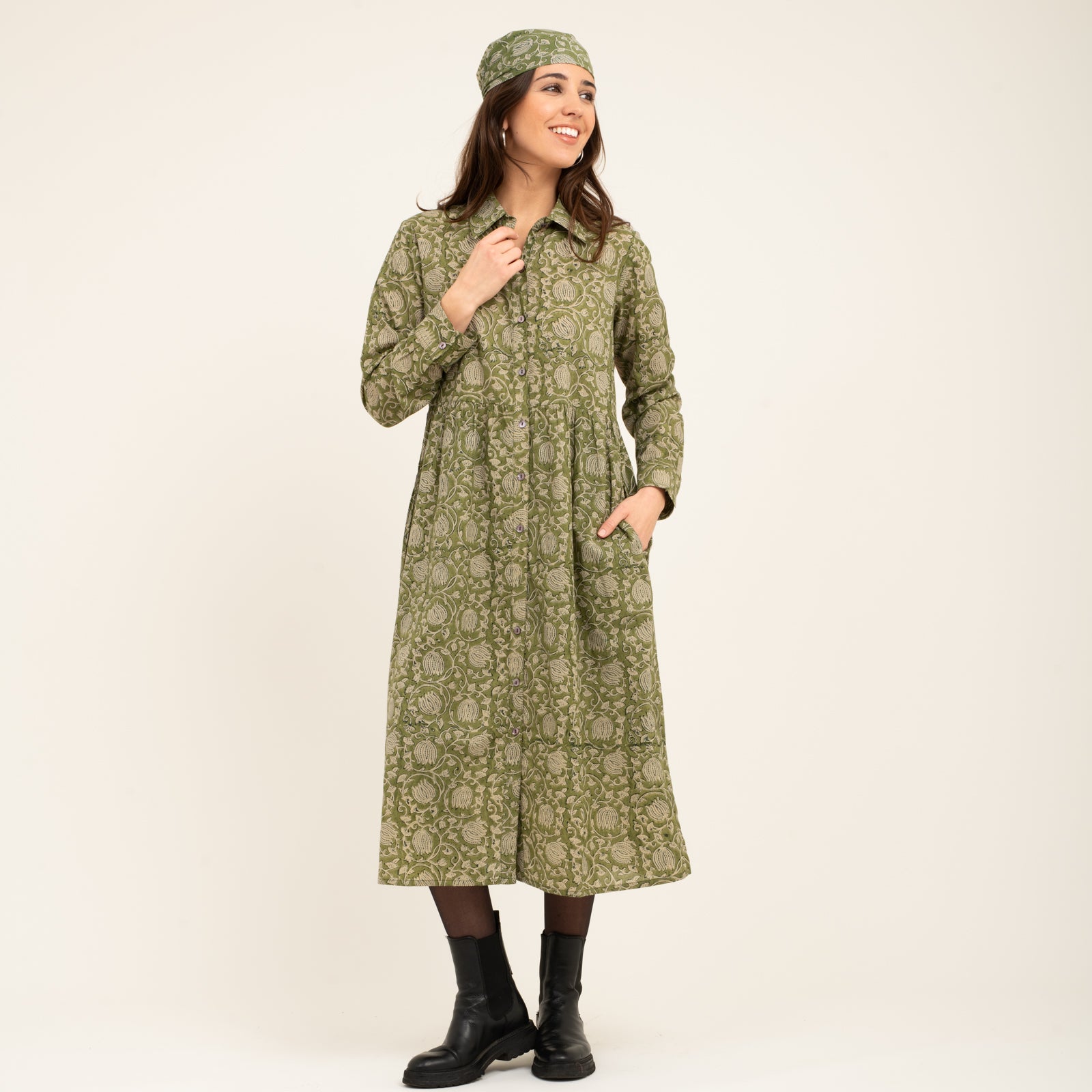 Paulette Dress Pema 100% Organic Cotton - Green GREEN