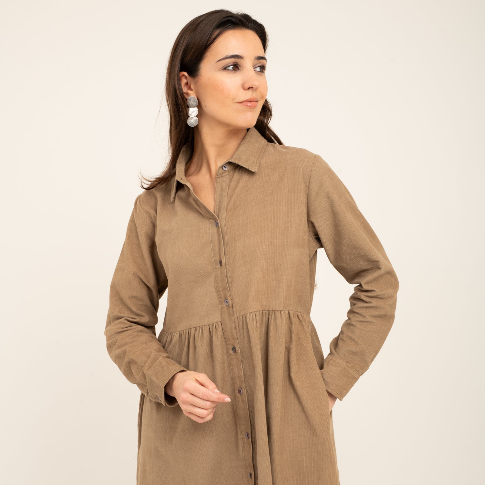 Paulette Dress Velvet 100% Coton - Beige BEIGE