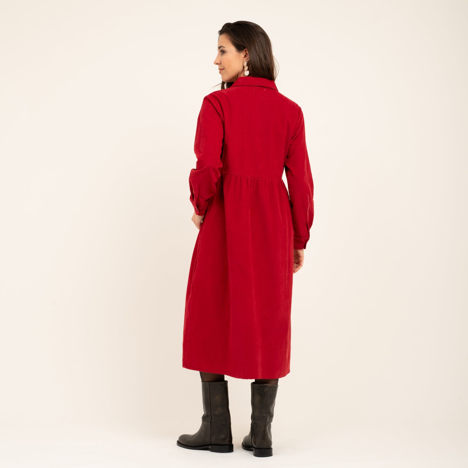 Paulette Dress Velvet 100% Coton - Red RED