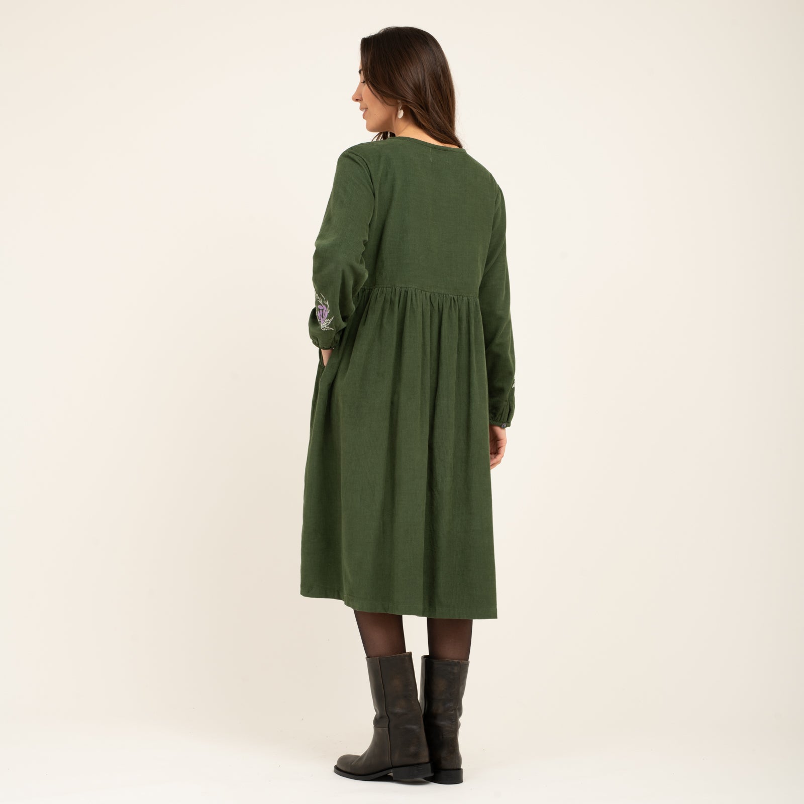 Lucy Dress Velvet 100% Coton - Green GREEN