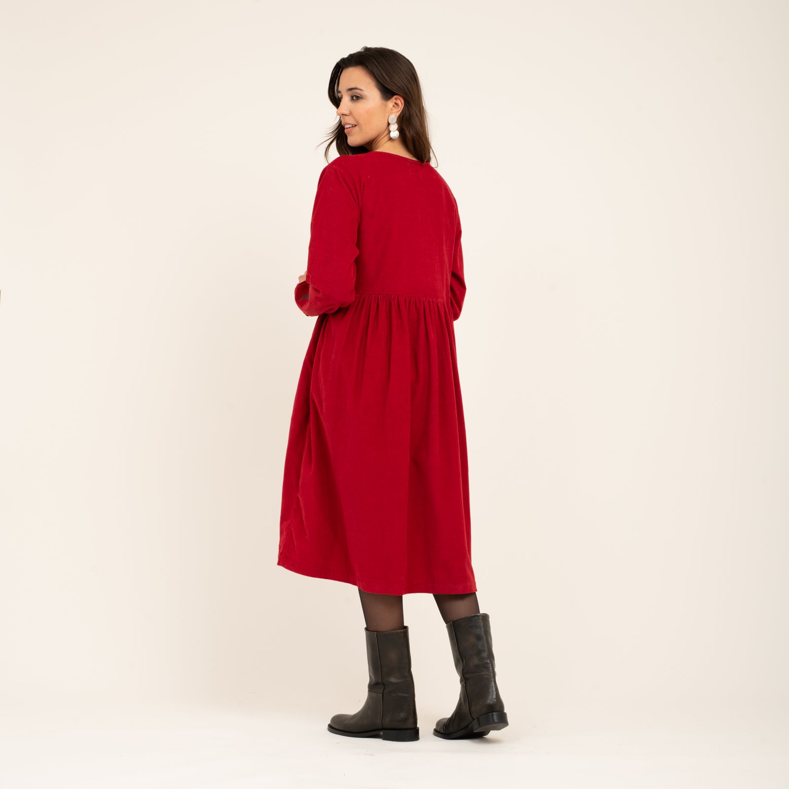 Lucy Dress Velvet 100% Coton - Red RED