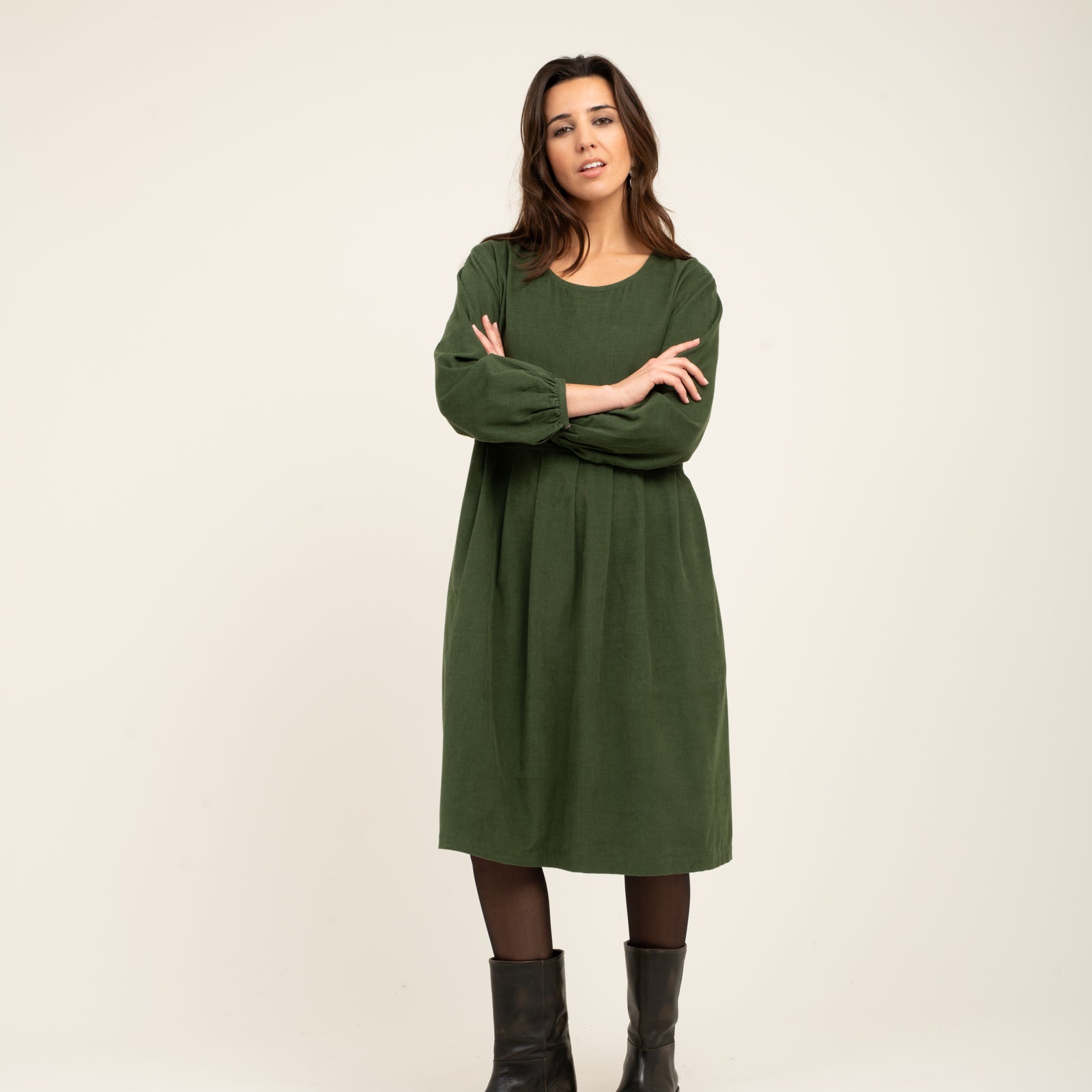Carole Dress Velvet 100% Coton - Green GREEN